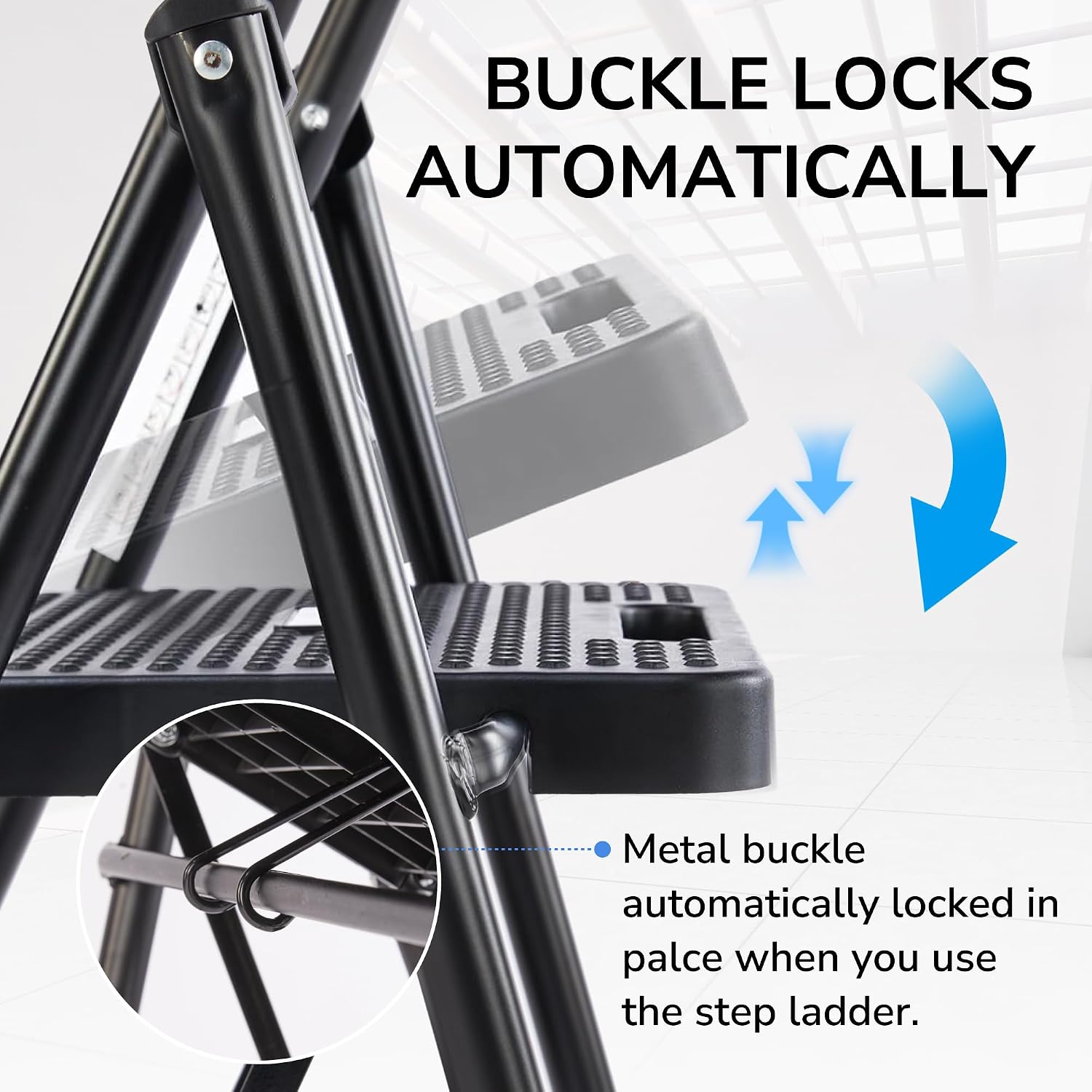Step Ladder, 2 Step Folding Ladder Foldable Step Stool, 400lbs Portable Ladders with Wide Non-Slip Pedal, Step Stools for Home Kitchen and Outdoor