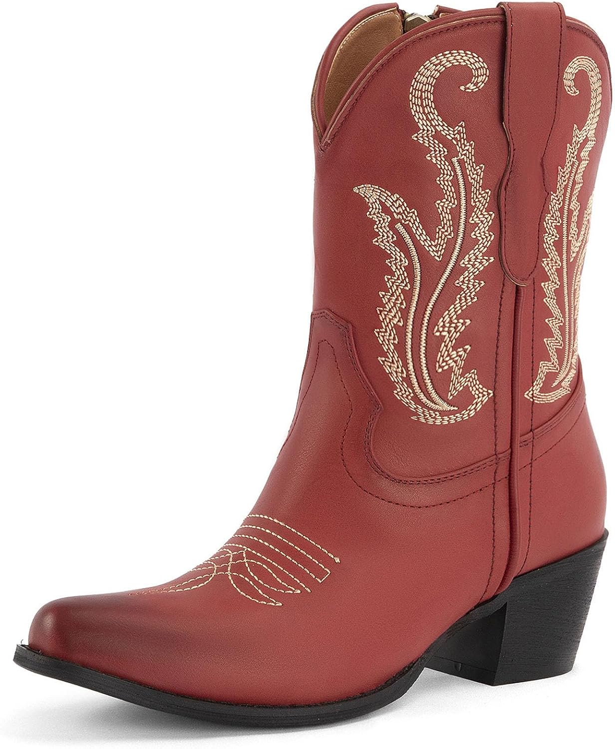 Cowboy Boots For Women Cowgirl Boots with Classic Embroide Pointed Toe Chunky Heel Ankle Boot Side Zipper Vintage Retro