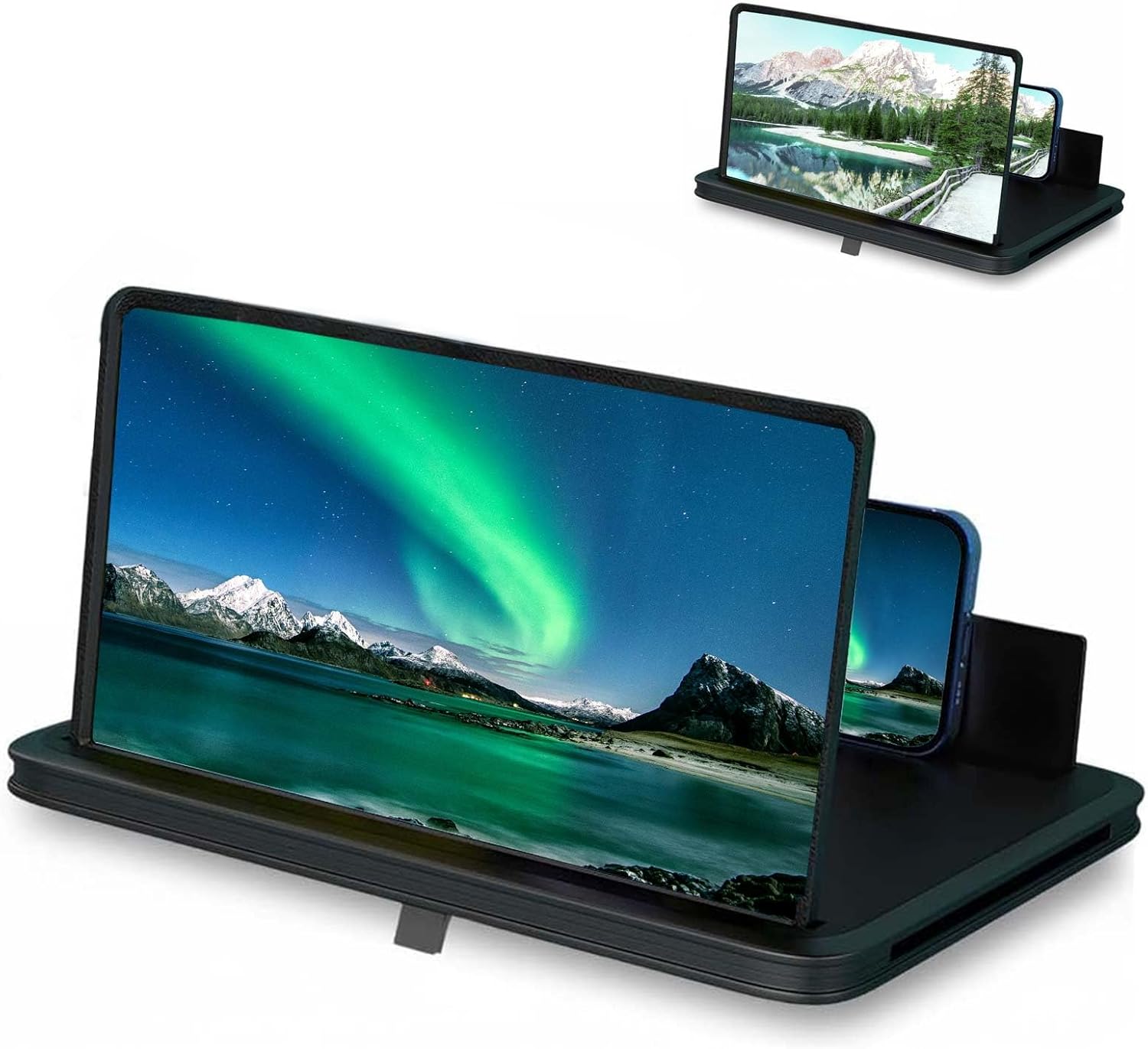 Screen Magnifier for Cell Phone, 2026 New 3D HD Magnifing Screen Enlarger Projector for Movies Videos and Gaming, Foldable Phone Stand Holder with Screen Magnifier Compatible with All Phones (12 in)