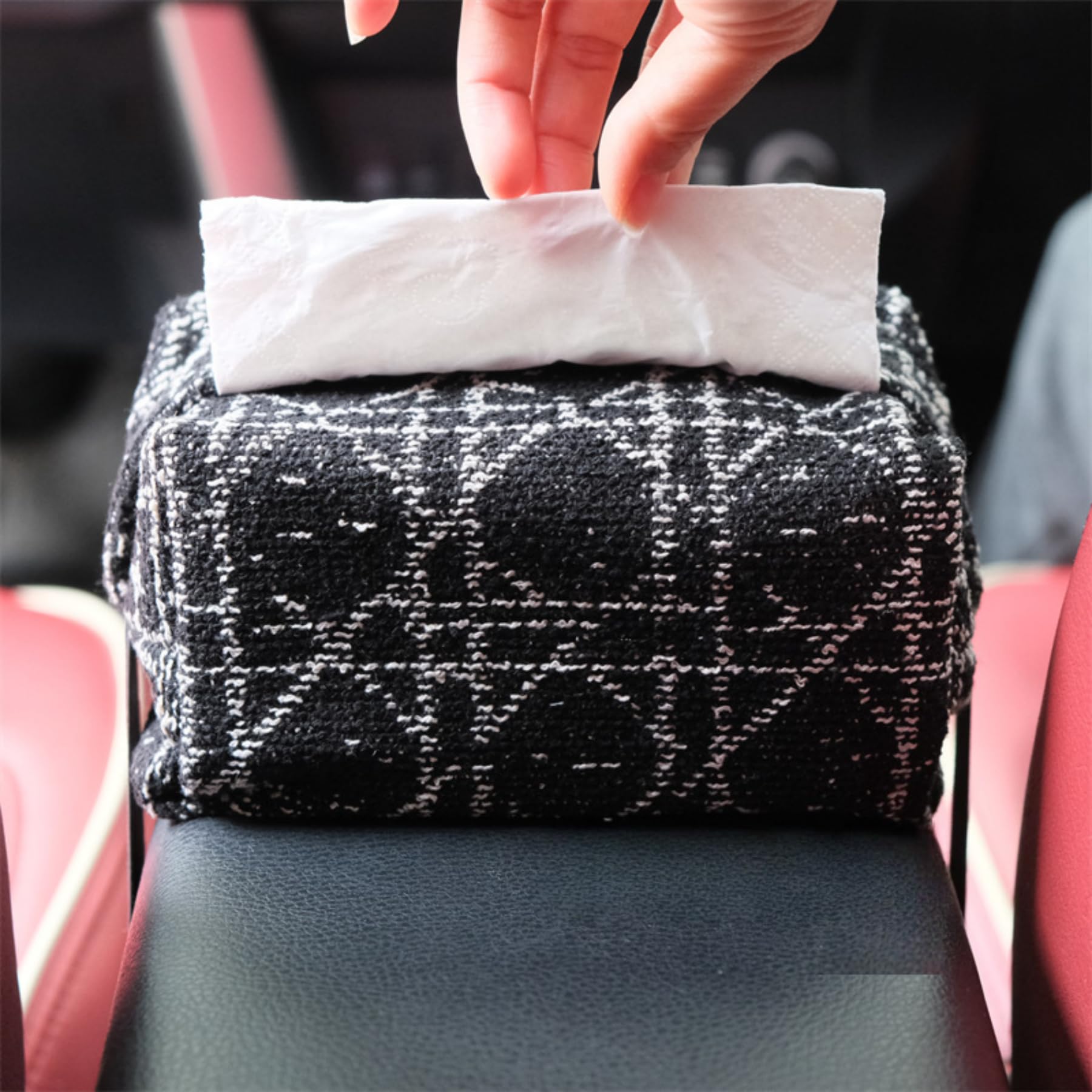 Plaid Tweed Fabric Tissue Box Cover, Fits Standard Rectangular Tissues