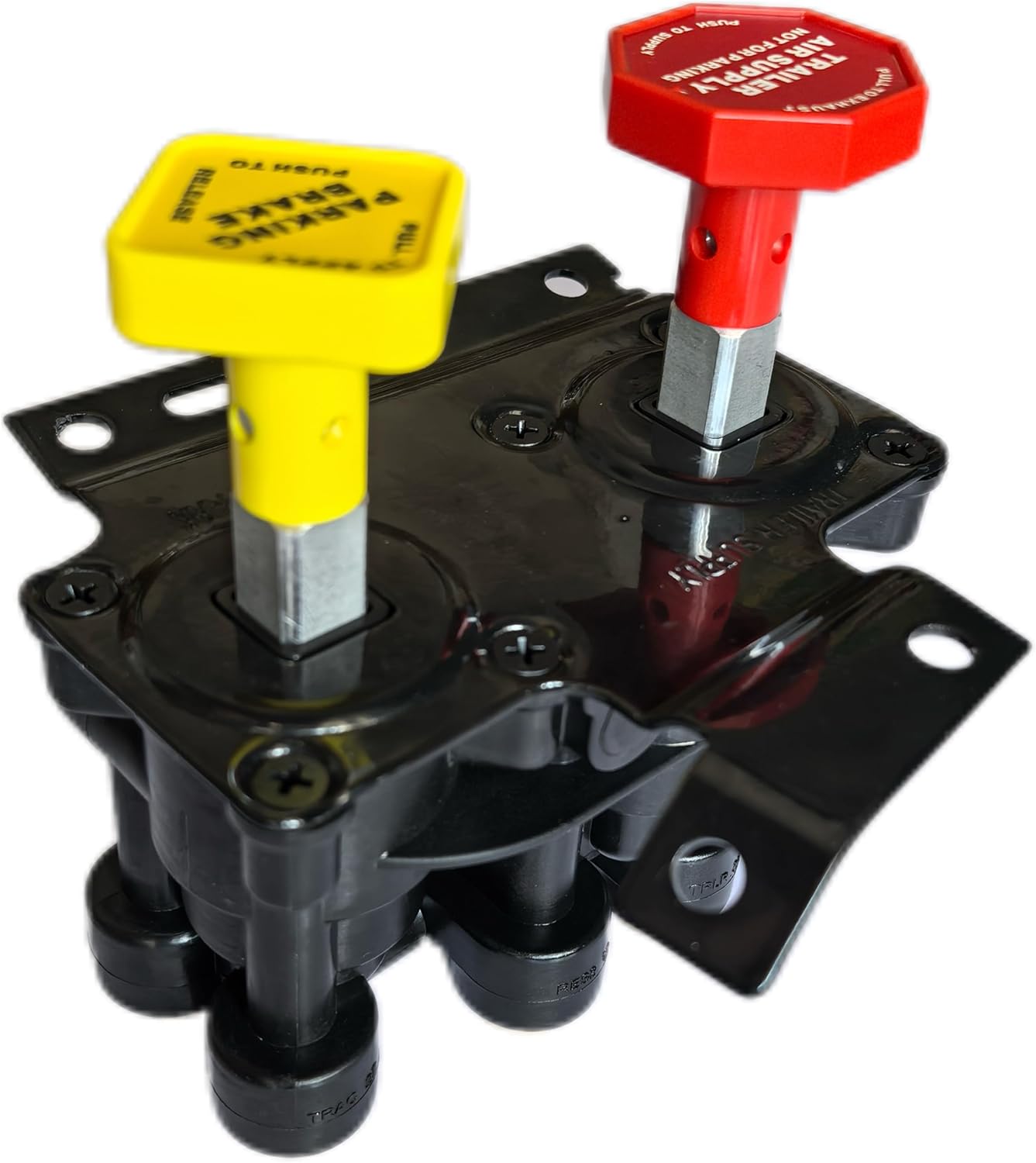 KN20619 MV3 Dash Valve Compatible for Volvo Haldex 3/8″ Push to Connect 1/4″ Unthreaded Mount Hole Trailer Parking Style B Hand Operated Valve RKN20619 20523171 20560009 85123221