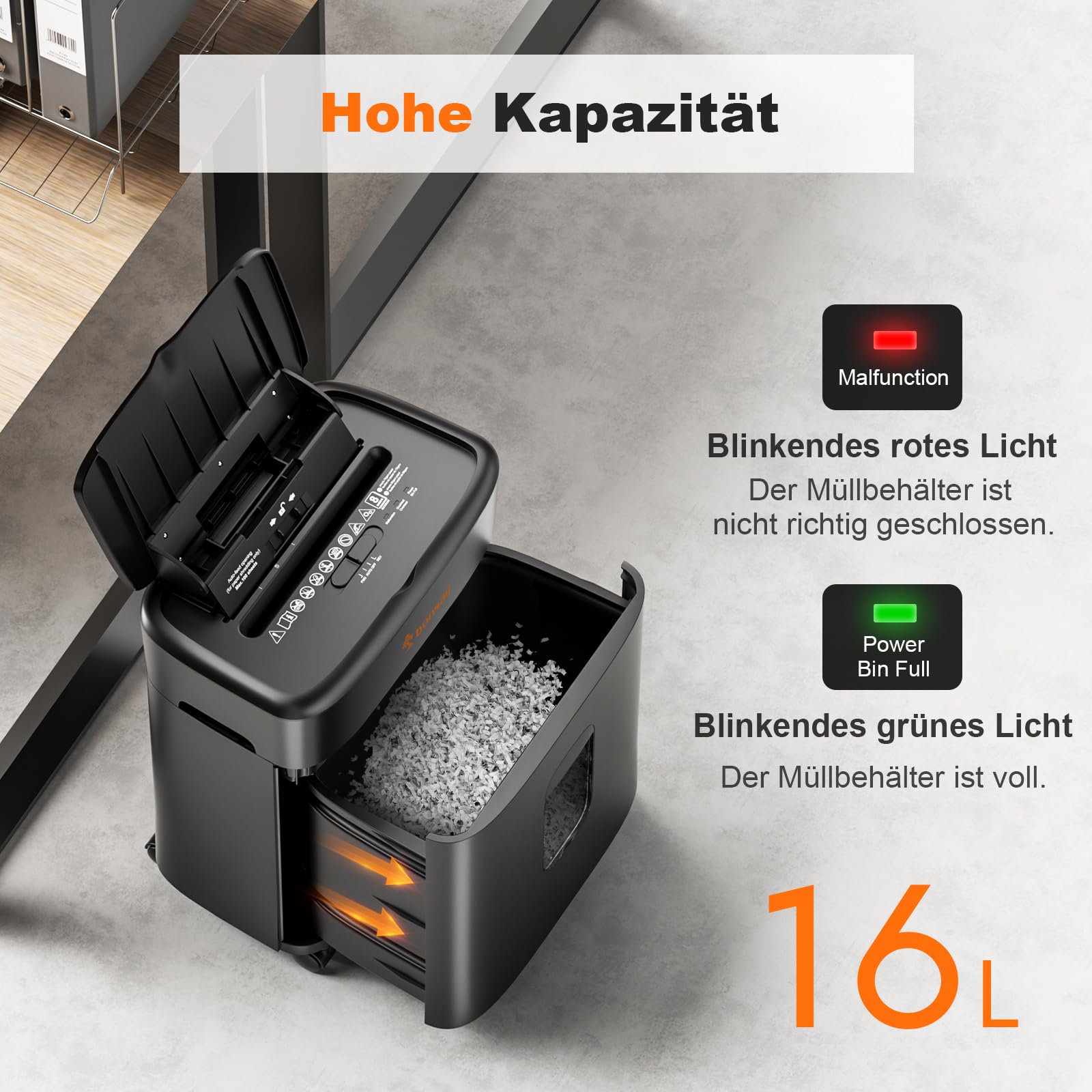Bonsaii Aktenvernichter 100 Blatt Auto-Feed, P-4 Mikroschnitt | Anti-Stau-Funktion, 30 Min Dauerbetrieb, 16 L Auffangbehälter, leiser Betrieb für Zuhause und Büro, C231-D