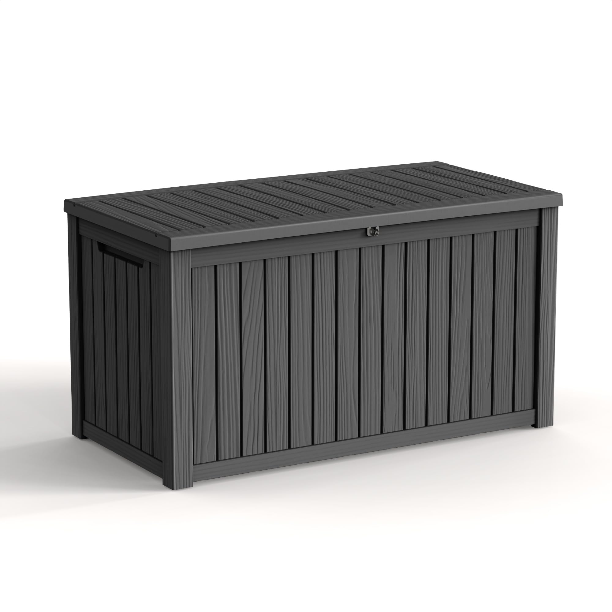 180 Gallon Waterproof Outdoor Storage Box, UV Resistant Resin Deck Box with Hydraulic Rod for Reinforced Stability, Perfect for Patio, Garden, and Pool（Black，180 Gallon）