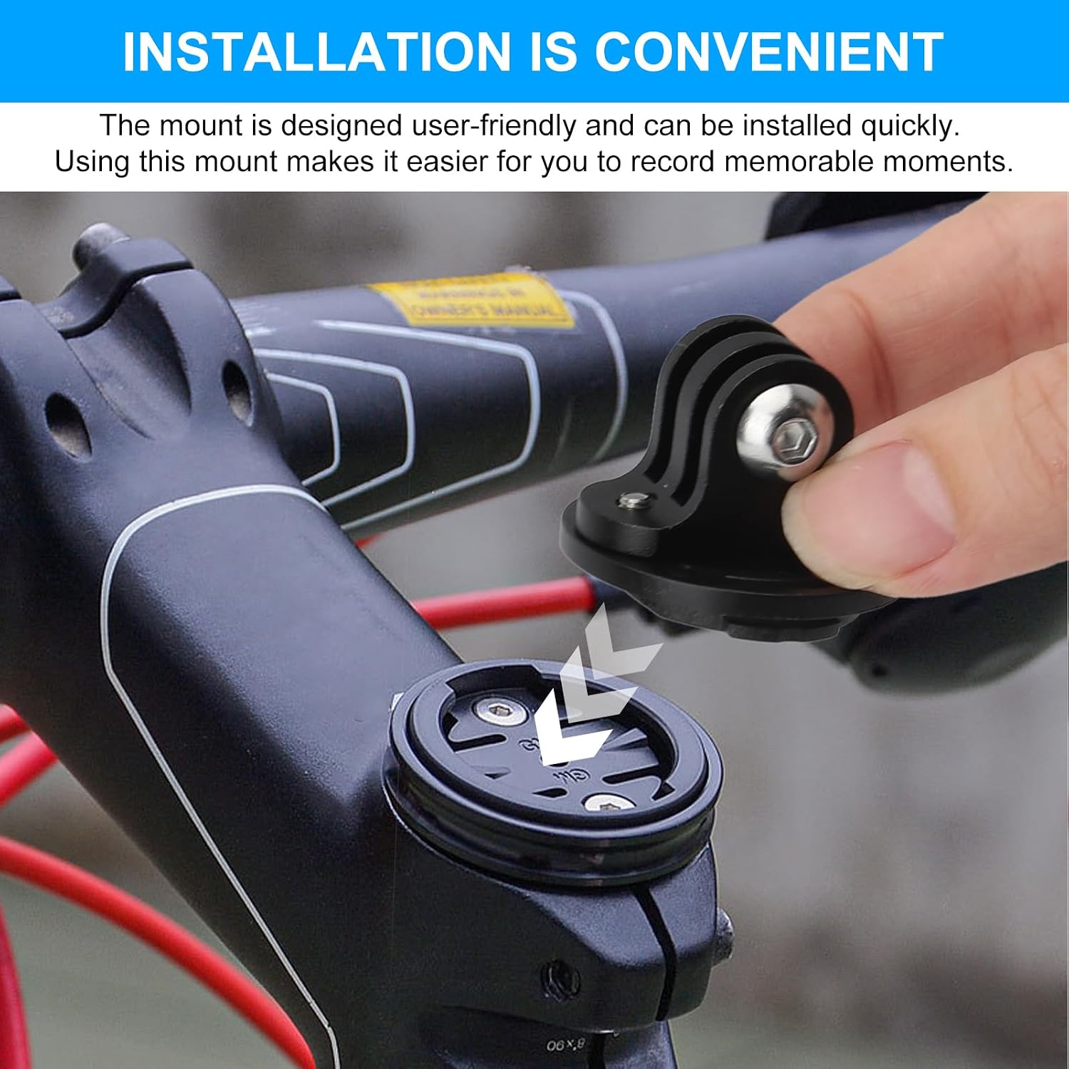Uchwyt na kamerę rowerową VOSSOT, adapter do mocowania na rowerze kompatybilny z interfejsem Edge, w zestawie klucz, uchwyt na kierownicę roweru do kamery Garmin Edge GoPro i akcesoriów rowerowych