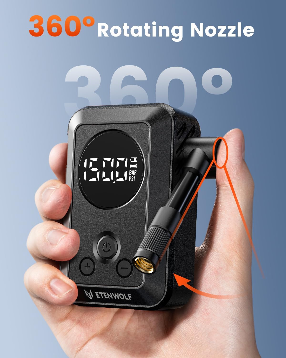 ETENWOLF Mini Bike Pump,20s Fast Inflate Bicycle Pump with Guage,150PSI Portable Electric Bike Air Pump with Presta and Schrader Valve for Mountain Bike,Road Bike,Motorcycle,Car,Sport Ball - Image 7