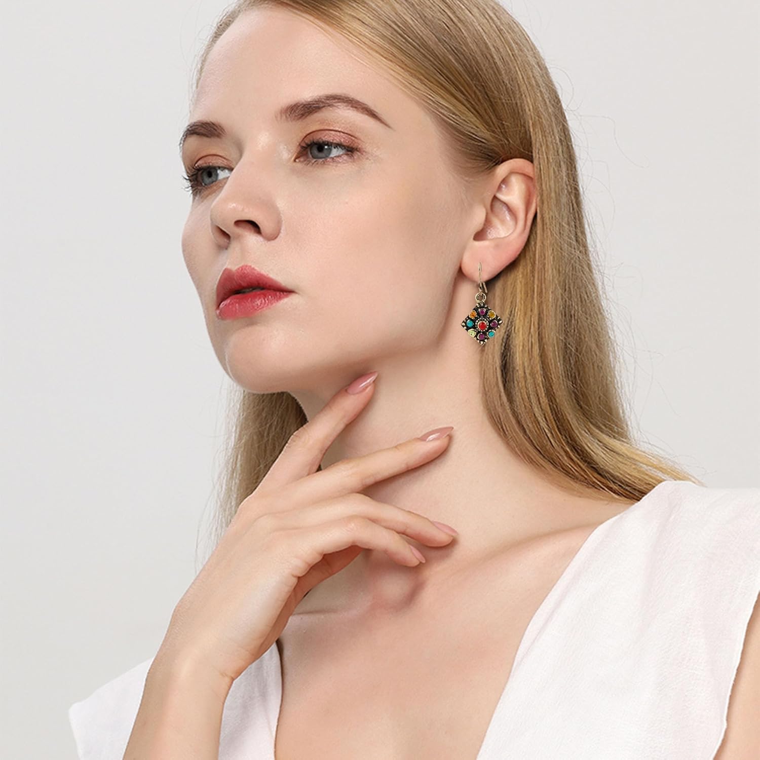 Bohemian National Style Earrings Diamond Retro Rhinestone Dangle Drop Earrings Jewelry for Women - Image 4