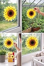 3 Pcs Fly Window Sticker Fly Catcher Indoor Sticky, Sunflower Style Window Fruit Fly Trap Stickers, Flies Mosquito, Wasp, Trap Catchers, Nontoxic and Pesticide Fre