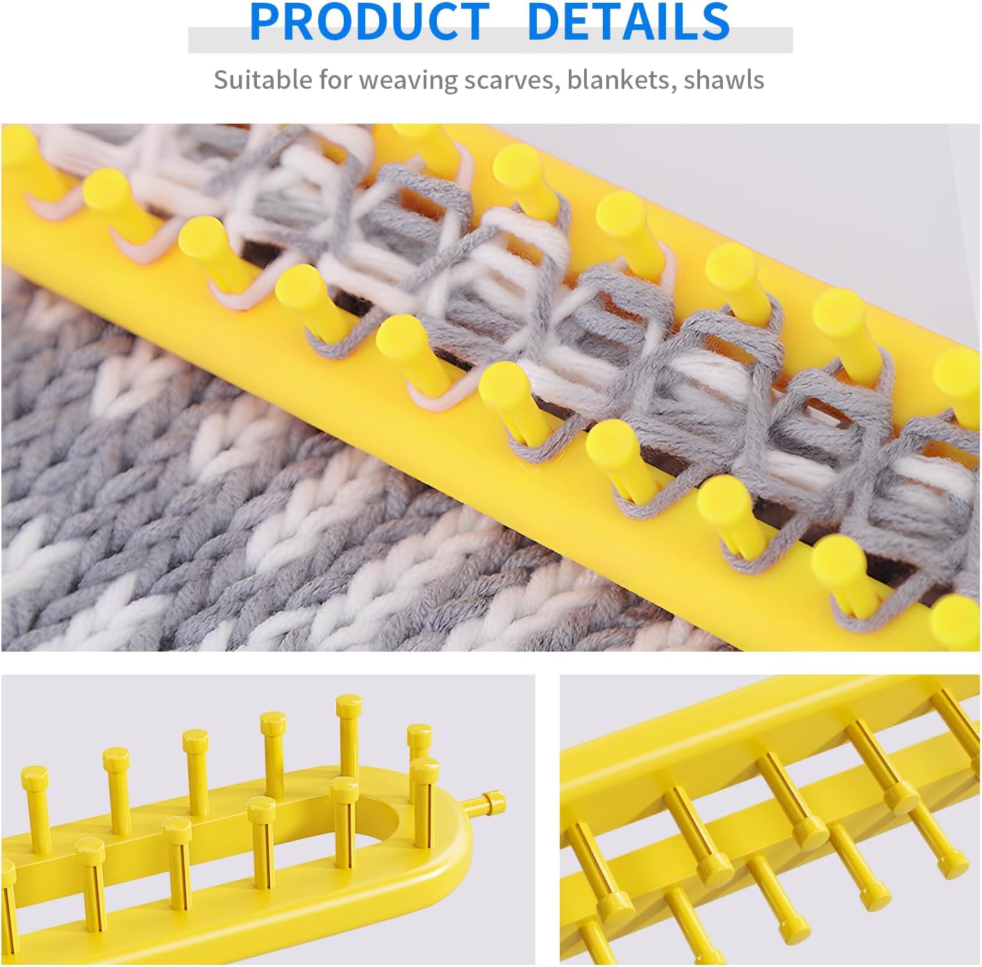 cureder Knitting Loom Long Knitting Loom Kit- Set of 4 Plastic Looms Knitting with 2 Knitting Yarn Loom Needle and 2 Plastic Loom Pick, Fit Craft Kit Tool for Giveaways Souvenirs, Gifts