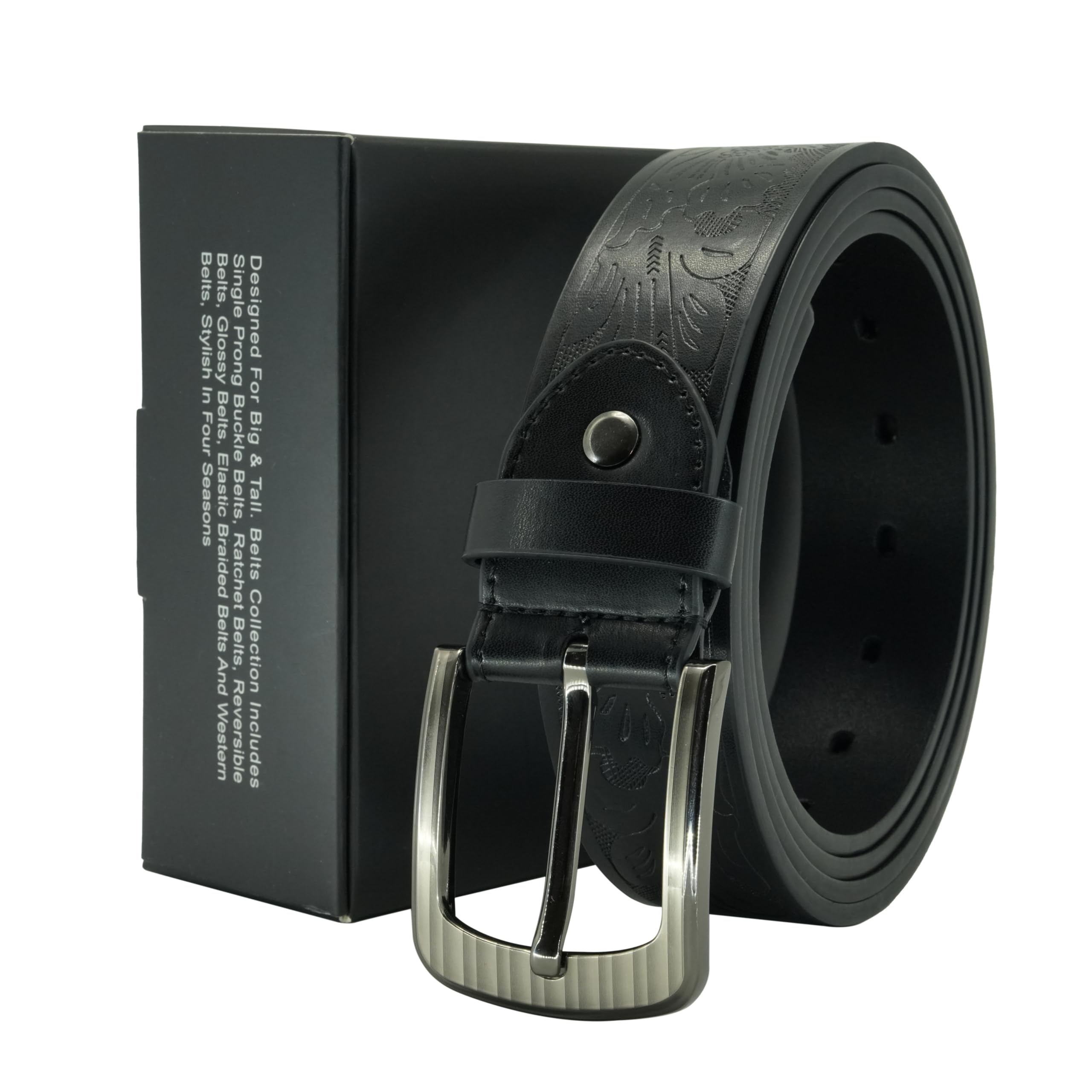 ANYWALK Men's Western Belts Big and Tall Black Cowboy Belt Men 52 to 54 Inch