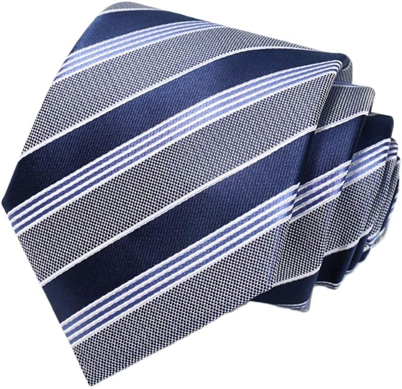Fashion Men's Ties Formal Business 3.15'' Ties for Men Dark Light Blue Gray Striped Neckties + Gift Box