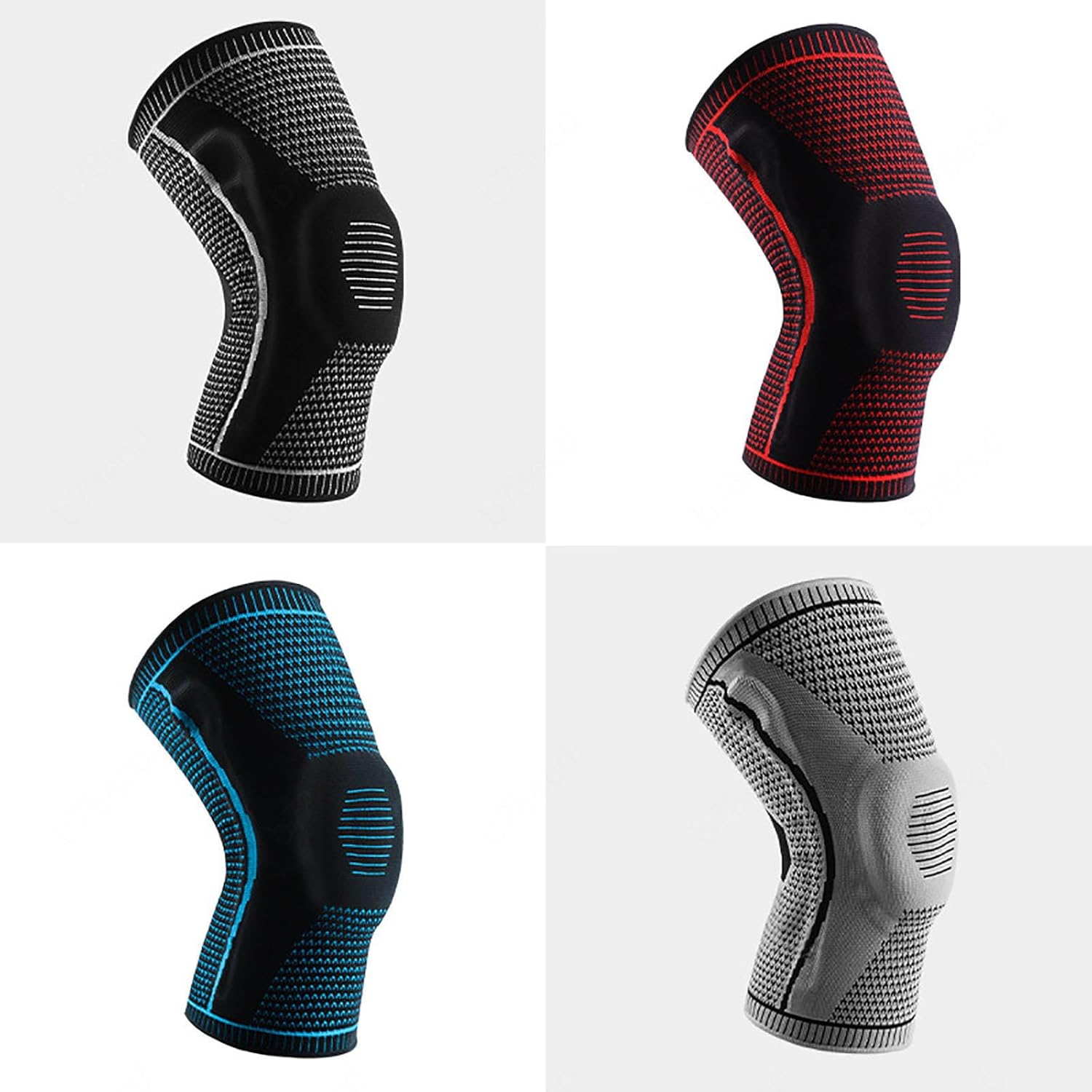 Knee Support for Men Women/Knee Compression Sleeves with Silicone Gel & Spring Support/Knee Braces for Knee Pain/for Running, Basketball, Volleyball,Sports Knee Pads-a Pair,Black-M