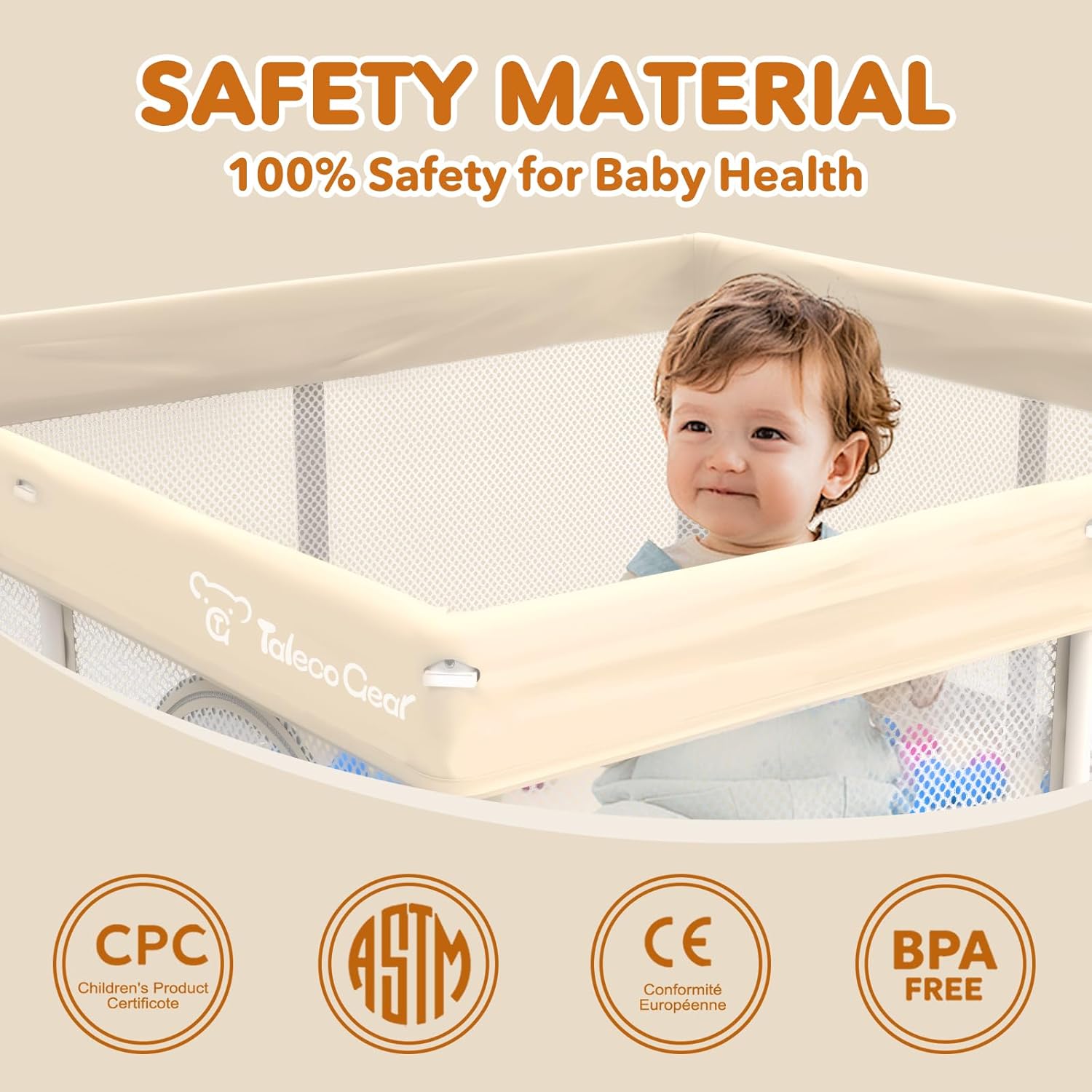 foldable baby playpen for babies and toddlers, 50x50 inch portable play yard, collapsible play pen with mat, visible mesh, 50 ocean balls, indoor/outdoor baby fence activity center for home yellow