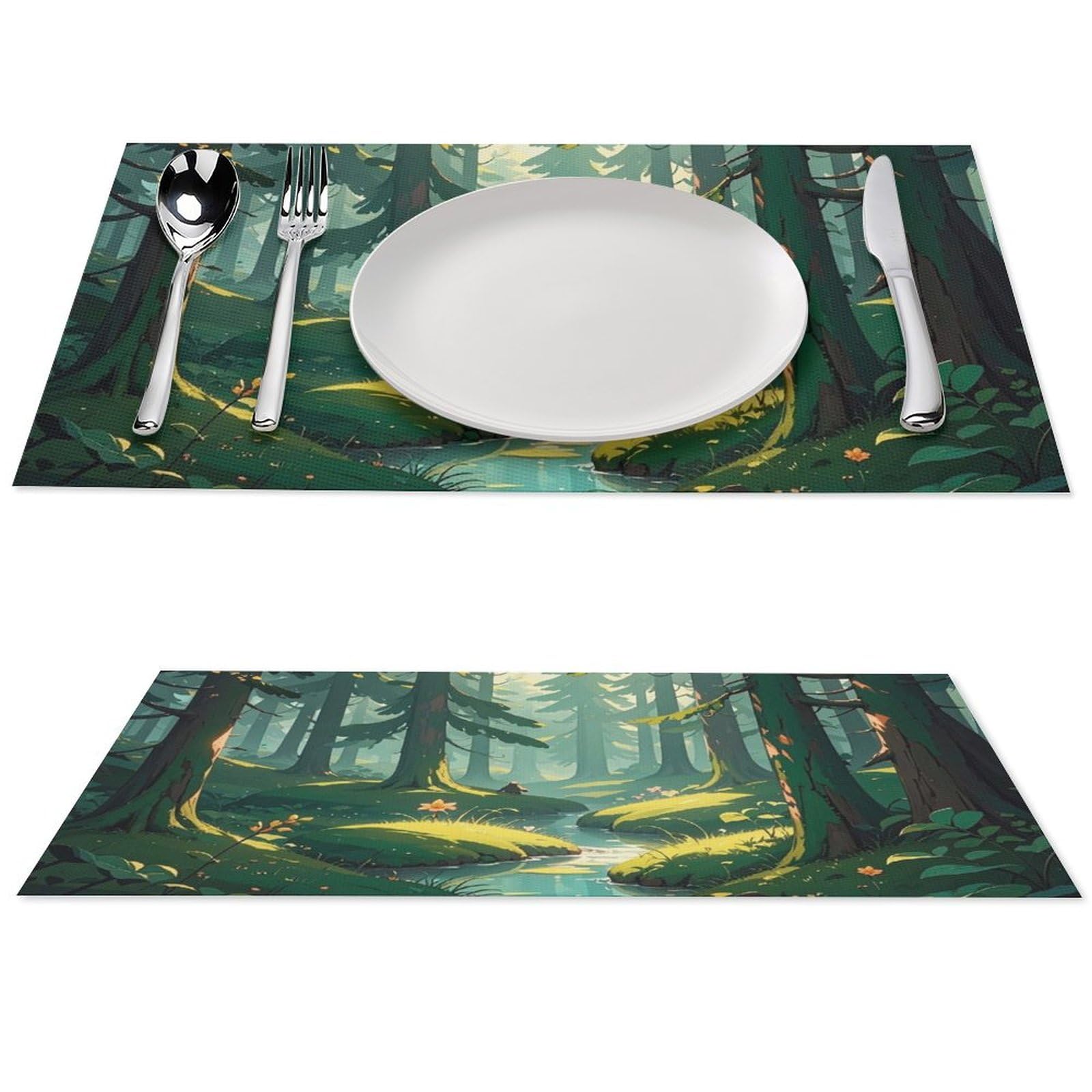 Sets de table vert foncé motifs enchantés pour vos dîners en famille