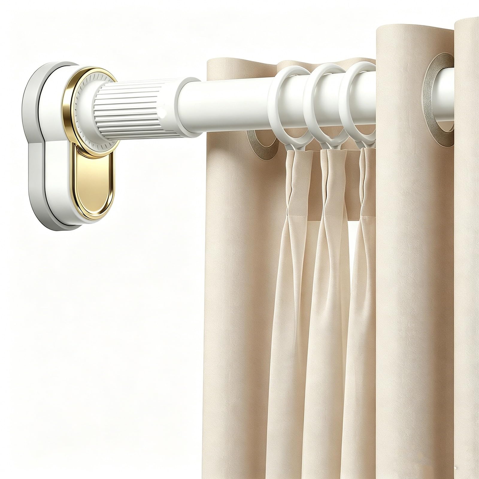 Multifunctional Shower Curtain Rod, Nonslip Tension Curtain Rod, No Drill, Stainless Steel for Bathroom Window Closet(White,370-490cm/145-192in)