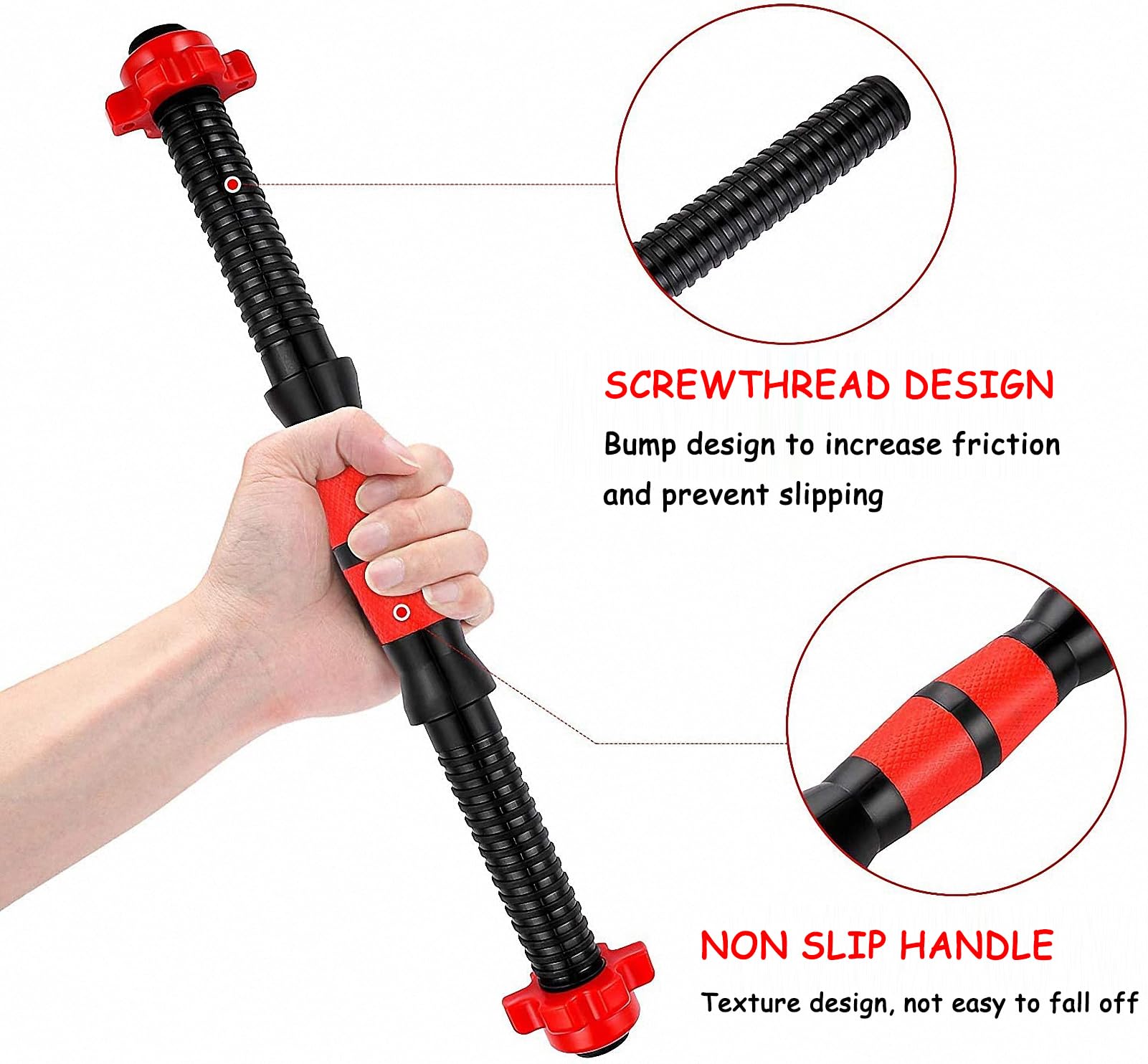Barre per manubri, set di 3,bilanciere da 35 cm, adatto per dischi con un diametro di 25mm,pesi,set di impugnature per manubri con filettatura, impugnature antiscivolo per bilancieri