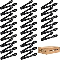 ICHROSAYA 24-Pack 9" BPA-Free Disposable Plastic Serving Tongs - Heavy-Duty Scalloped Grip for Buffets, BBQ, Salads & Parties, Black