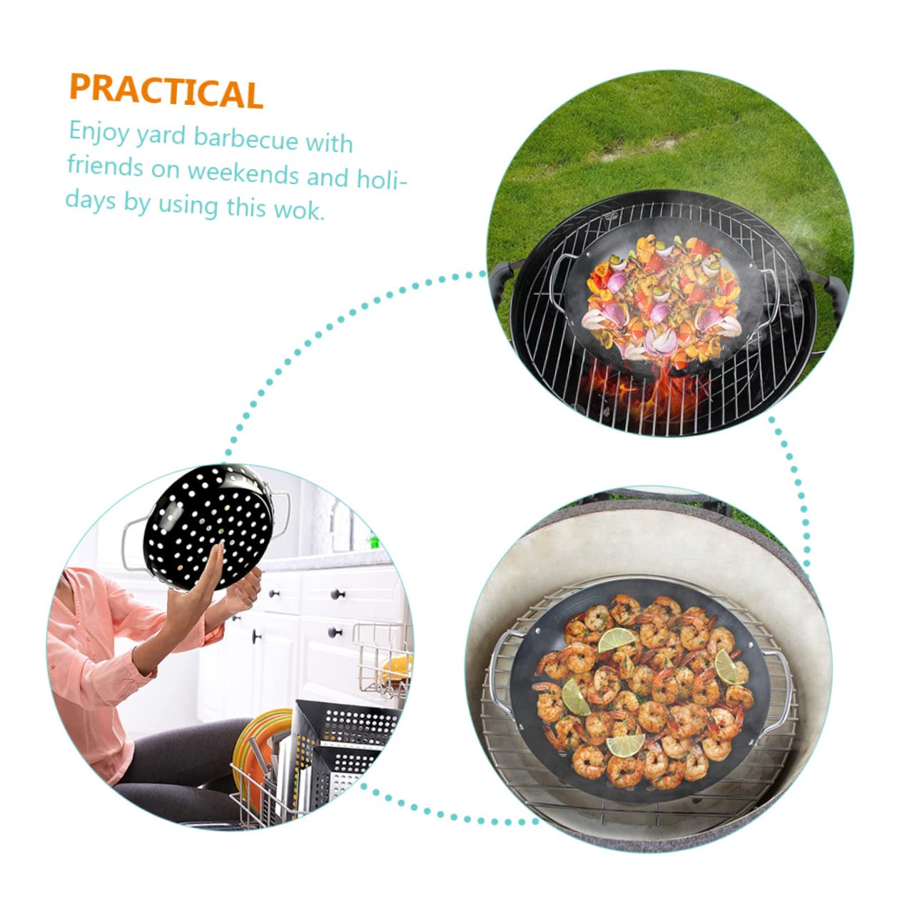 ibasenice Cestello Antiaderente per Verdure e Griglia Professionale per Barbecue da Giardino, Vassoio Doppia Impugnatura Resistente e Facile da Pulire per Uso Esterno e Domestico