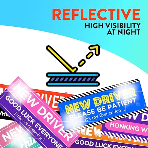 Miniatura 53 de Rio Salto Paquete de 4 divertidos imanes grandes para automóvil con texto en inglés "Please Be Patient", letrero magnético de seguridad para Novato