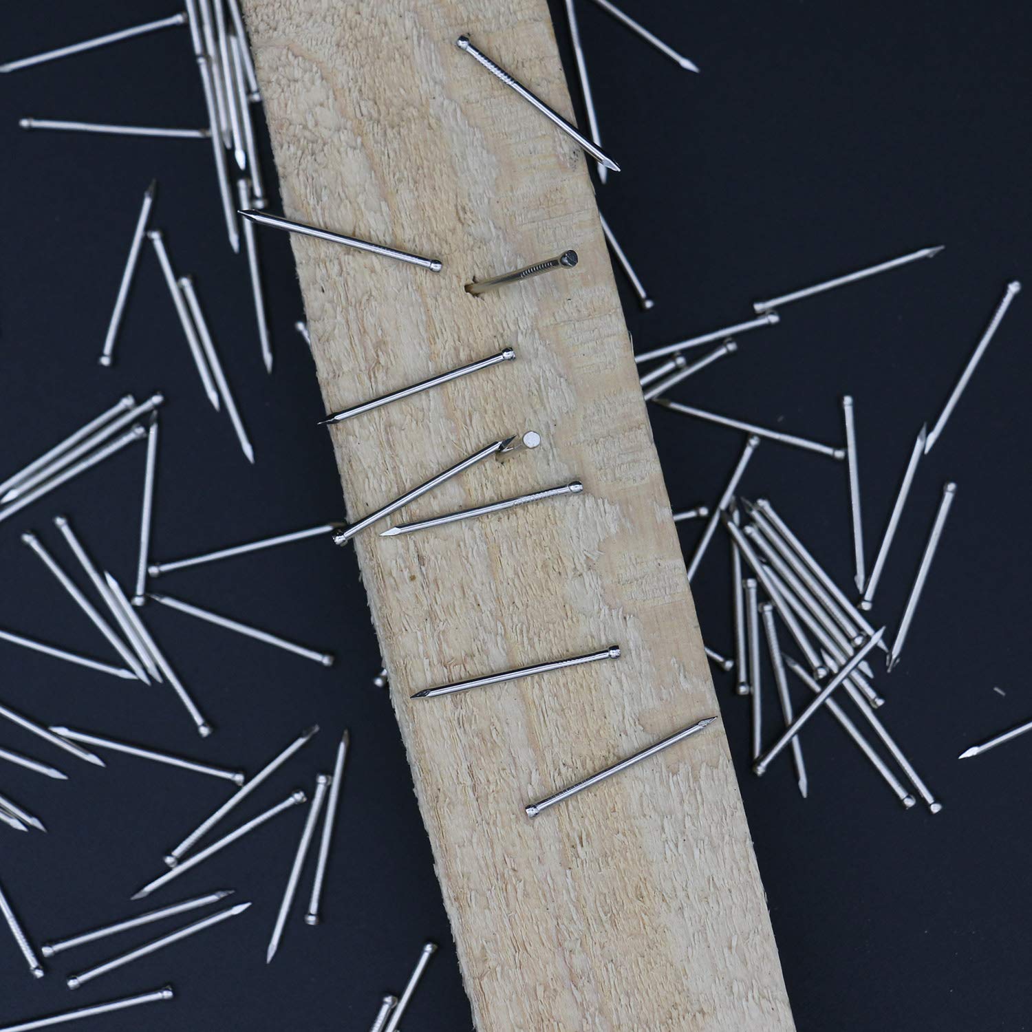 600pcs Hardware Nails, 1'' × 17 Ga Nickel Plated Hanging Nails, Wall Nails for Hanging Pictures, Brad Head Nails, Wood Nails, Finishing Nails, Small Nails (1 in Brad Head)