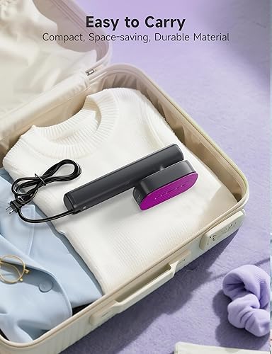 Miniatura 8 de Vaporizador para ropa, potente plancha de vapor portátil de 1200 W, calentamiento rápido de 15 segundos, tanque de 3.5 fl oz, vapor continuo de 20