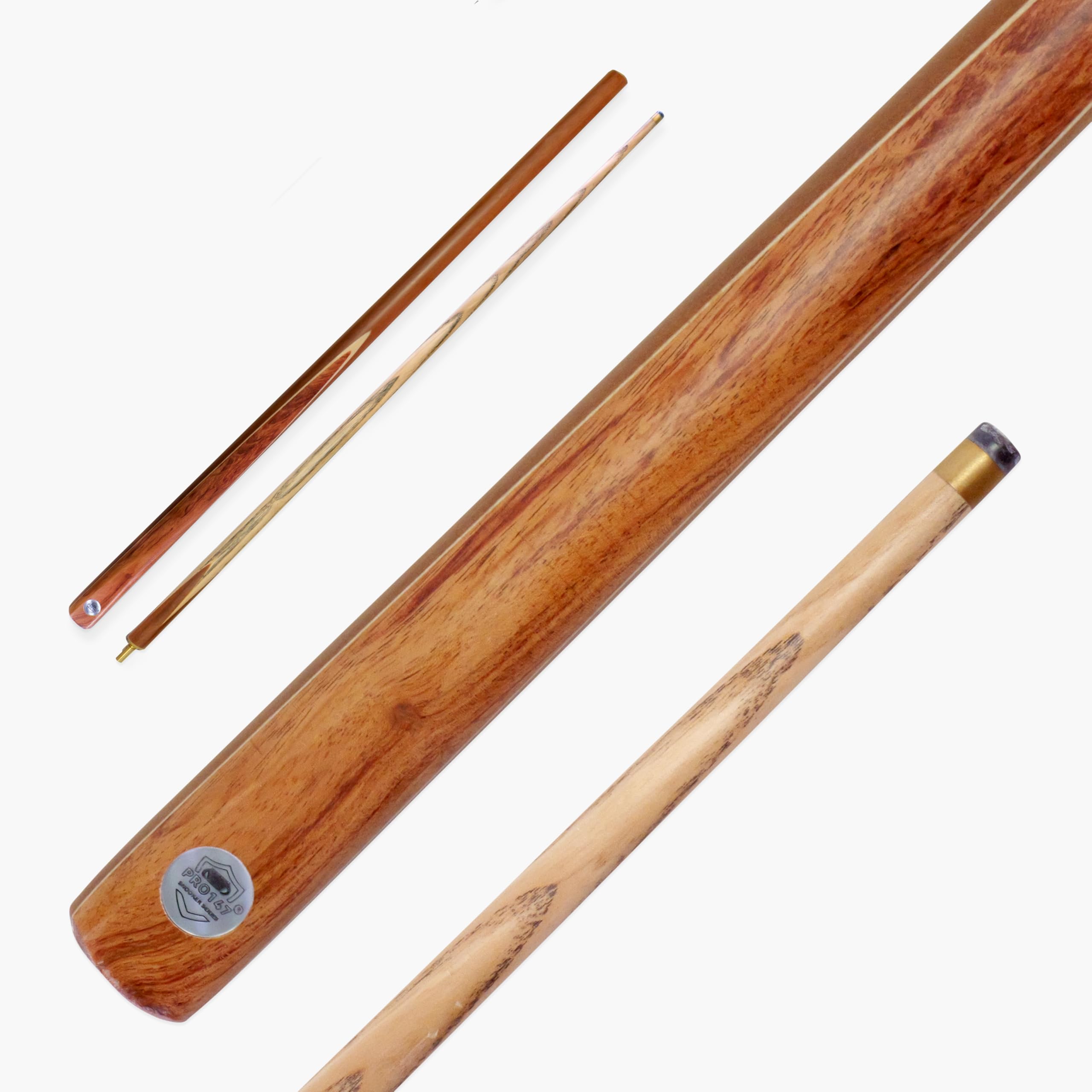PRO147 BROWN SANDALWOOD 57 Inch 2 Piece Centre Joint Heavy Weight Traditional Snooker Cue with 9.8mm Tip - 20oz to 21oz