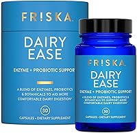 Vista 1 de FRISKA Dairy Ease Suplemento de enzimas digestivas y probióticos Promueve una mejor digestión Alivio y apoyo natural de la intolerancia a