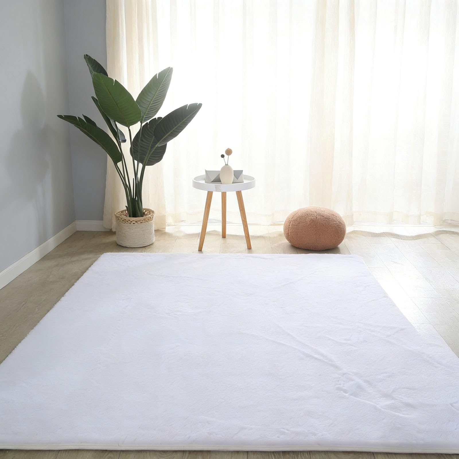 Tapis de salon moderne blanc 70x210 cm lavable et antidérapant