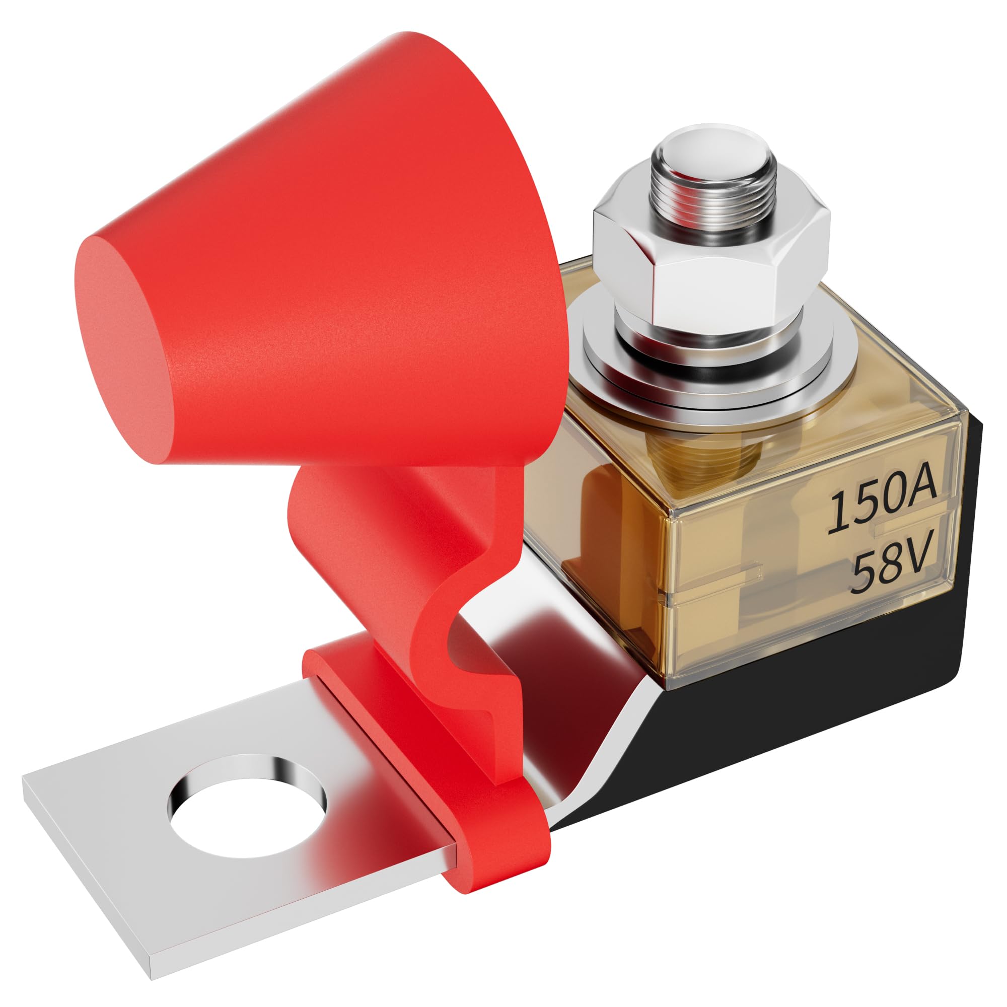 Joinfworld MRBF Terminal Fuse Block 150A 58V DC Battery Terminal Fuse Kit with 5/16" Stud Marine Battery Fuse and Waterproof Cap for Boat Truck RV