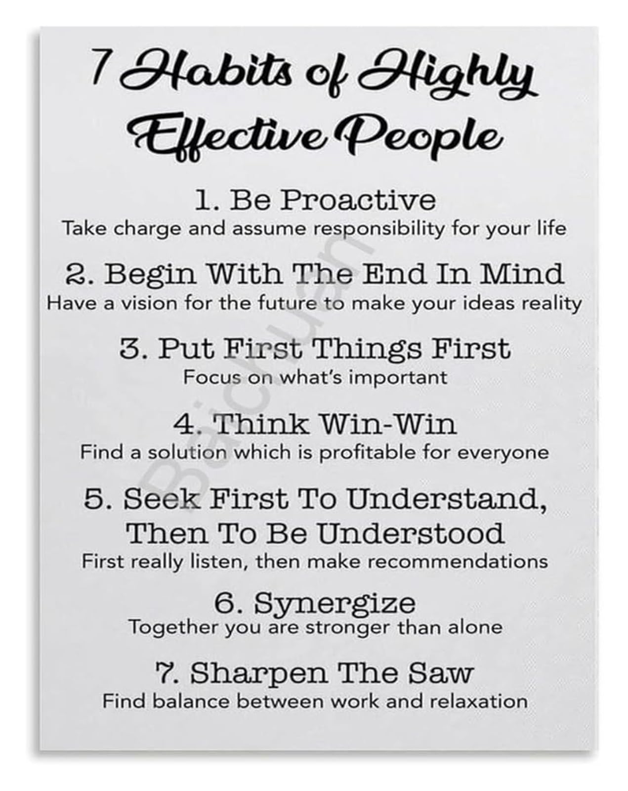 XGINERFEX Success Habits Wall-Art 7 Principles of Achievement Canvas Print for Home Office Conference Room Decor(Unframed,16x24inch(40x60cm))