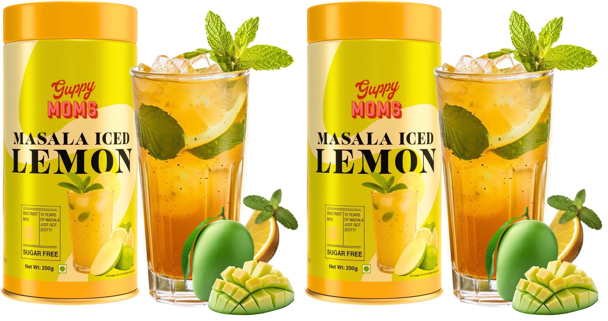 Guppy Moms Masala Iced Lemonade Premix | Sugar-Free Refreshing Drink Mix | Tangy Lemon with Indian Spices | Healthy Drink & Easy to Make | 200g Pack (Up to 20 Servings) (Pack of 2)-image-25