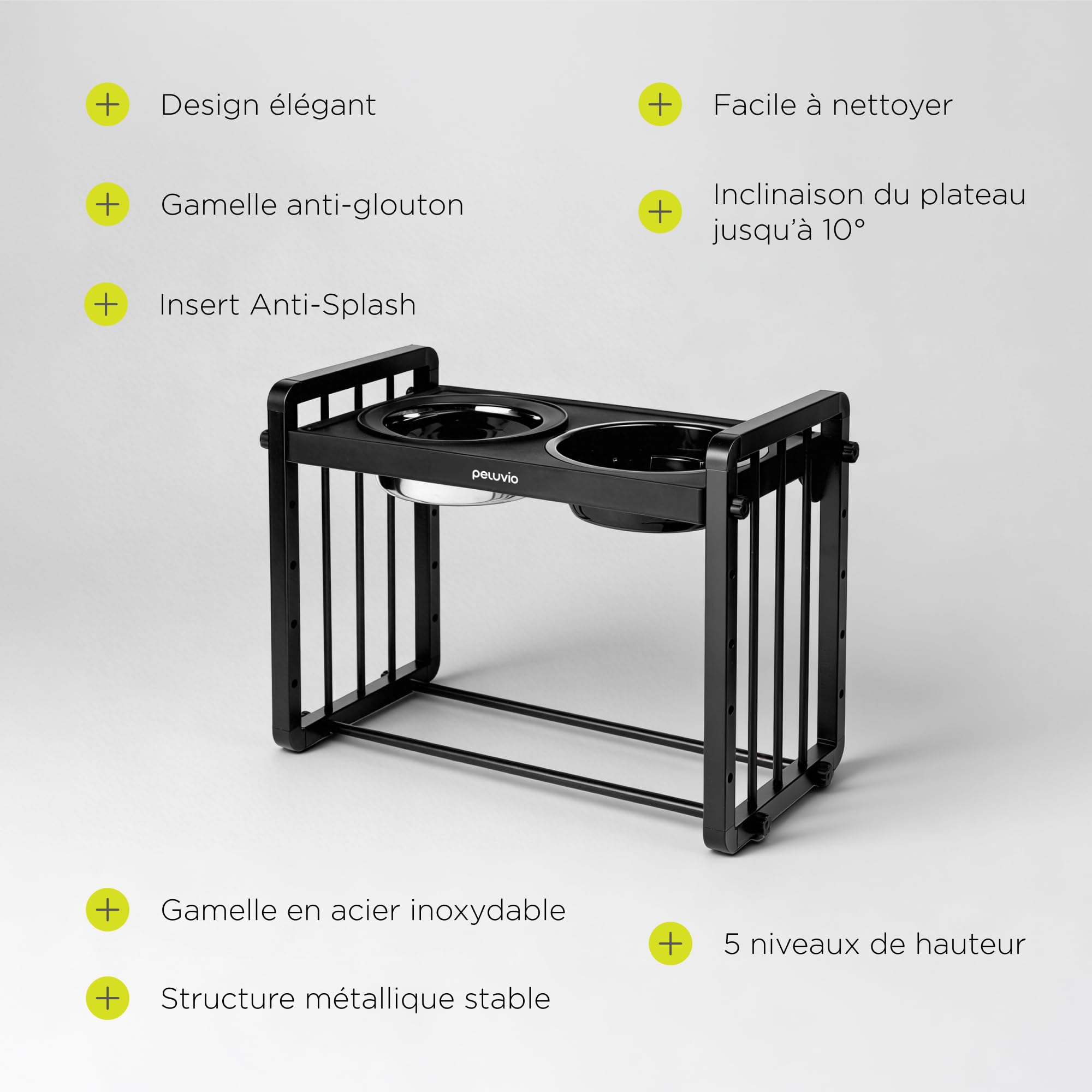 Levee Gamelle surélevée pour Chien Gamelle pour Chien réglable en Hauteur sur 5 Niveaux avec Support métallique pour gamelle Slow Feeder 1100 ML, gamelle à Eau 1450 ML