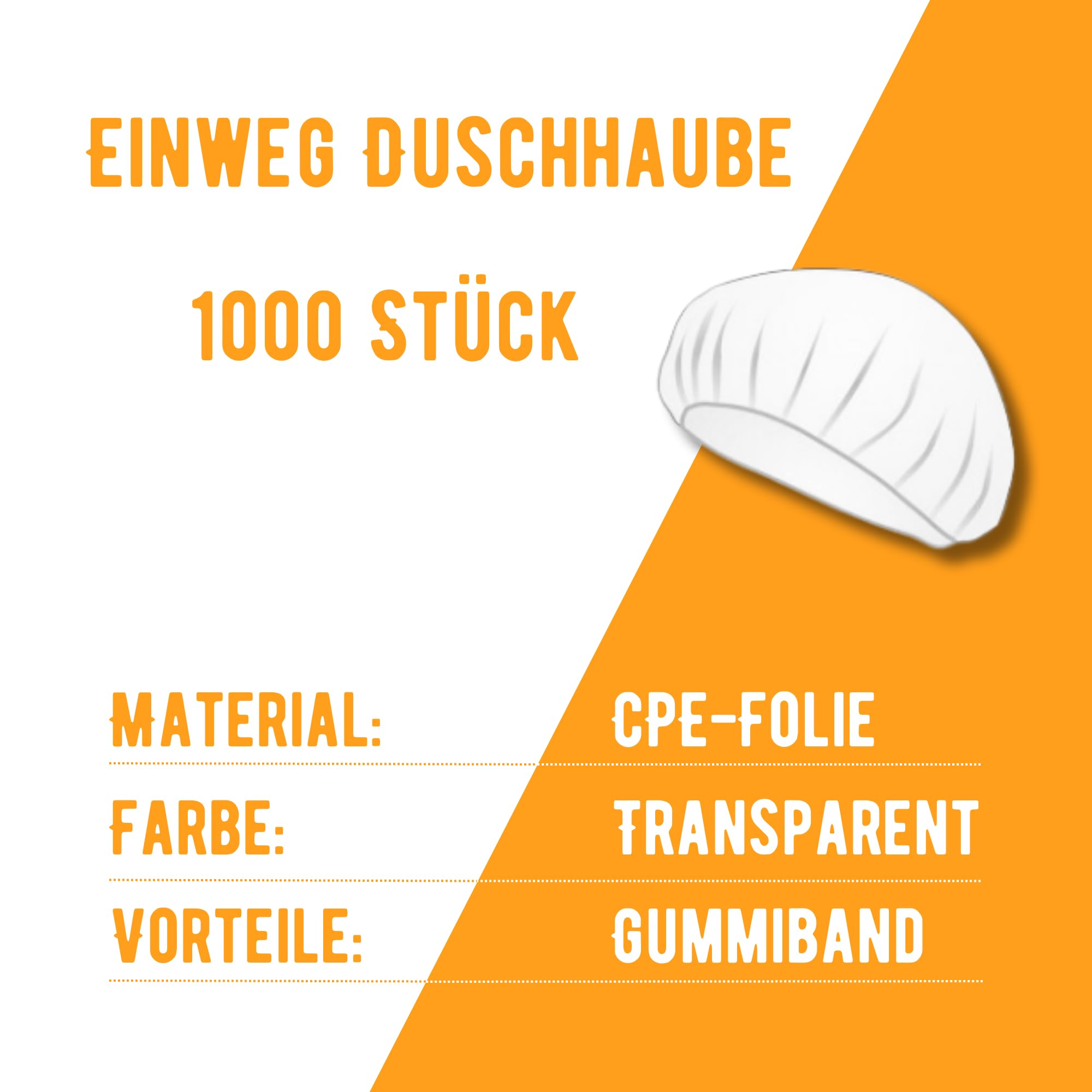 HausHeld® czepek kąpielowy damski, 1000 x czepek pod prysznic, przezroczysty, jednorazowy czepek kąpielowy, czepek kąpielowy, czepek na głowę, siatka na włosy do kuchni, osłona włosów, czepek do