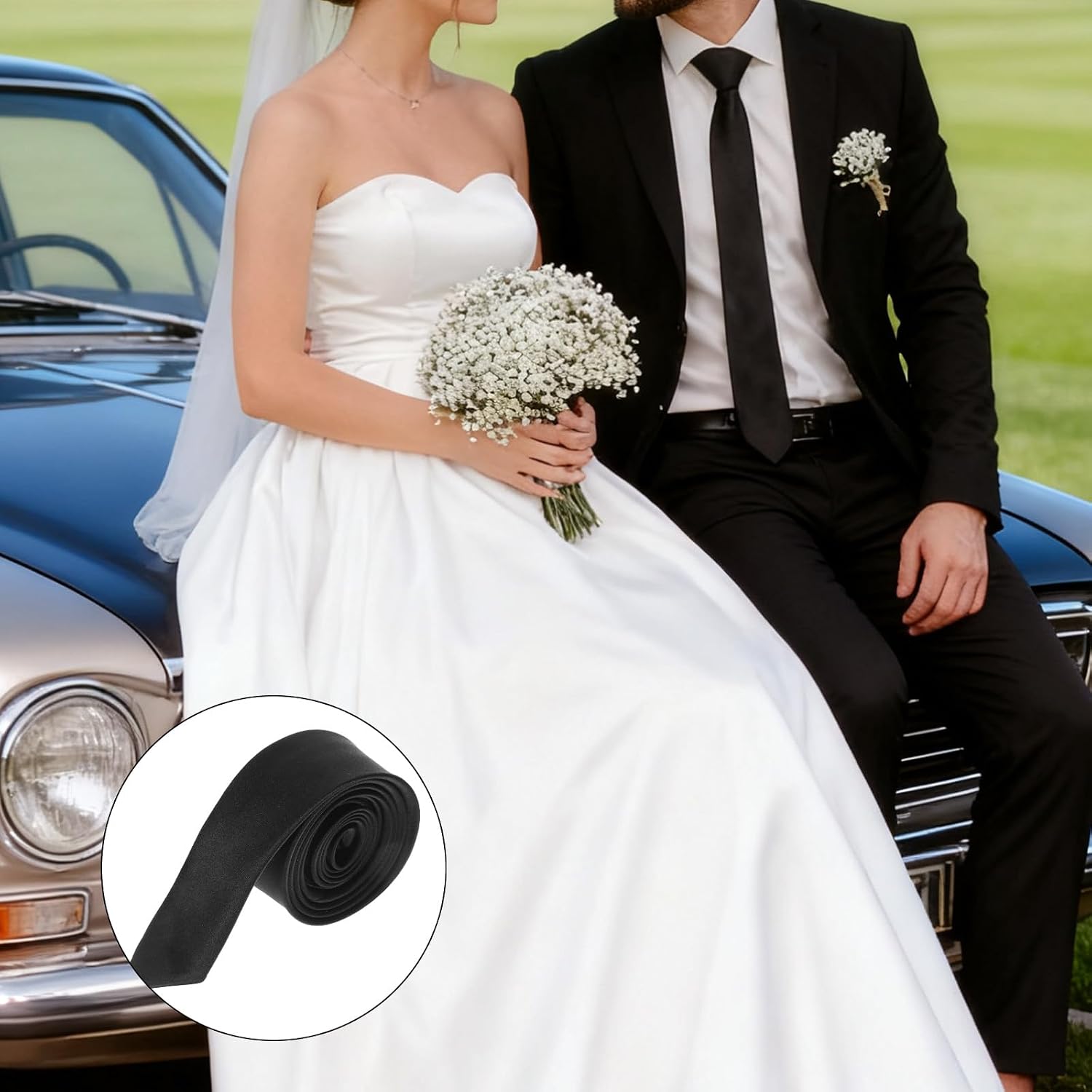 Black Skinny Tie for Women and Men, Adjustable Zipper Skinny Ties, Solid Color Black Ties for Wedding Business