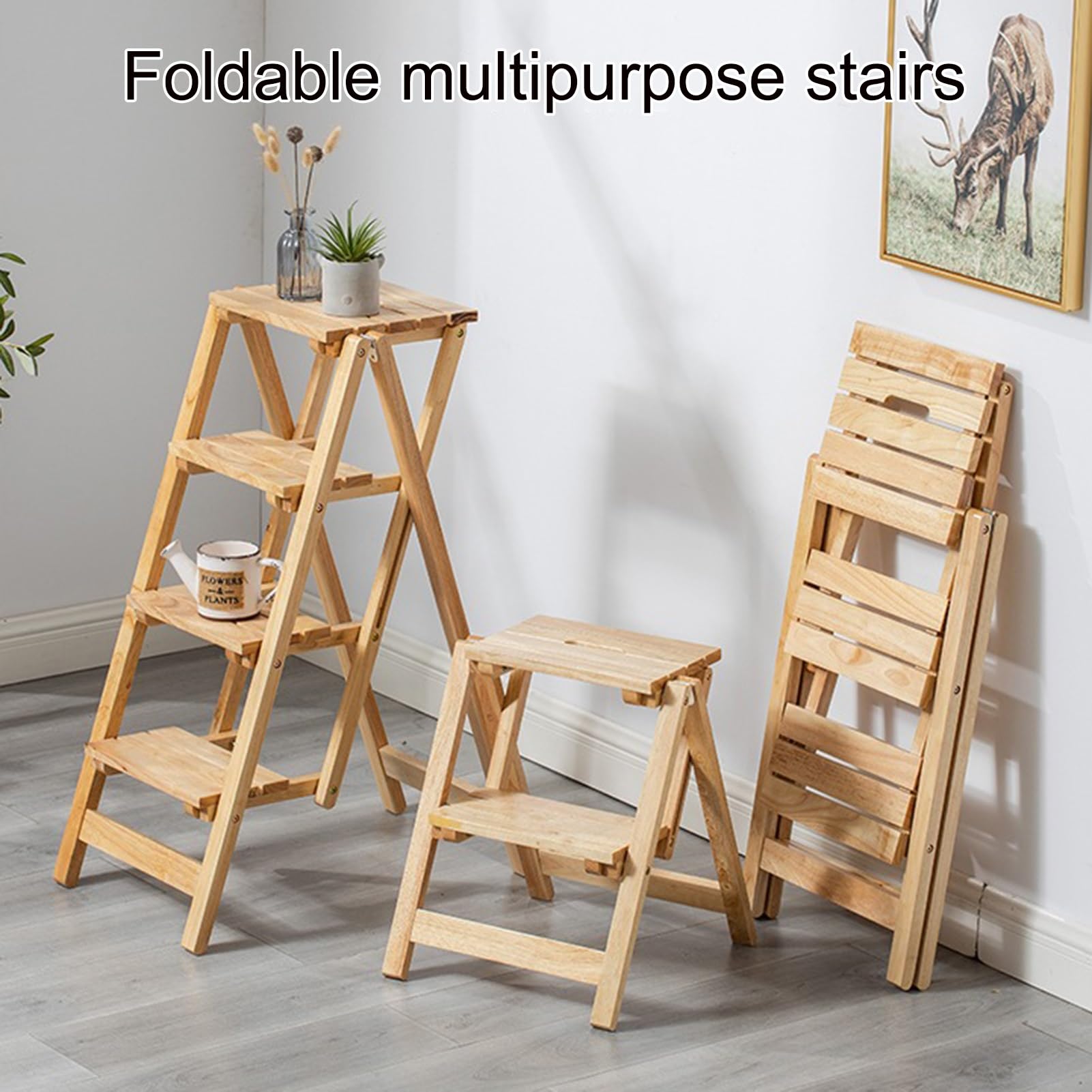 Chaise D'échelle De Bibliothèque Pliante en Bois Massif Escabeaux Escabeau Tabouret Pliable À 4 Marches Escabeaux À Double Usage 4 Marches d'escalade Présentoir Porte-Fleurs (Color : Brown, S : 46x3 Chaise D'échelle De Bibliothèque Pliante en Bois Massif Escabeaux Escabeau Tabouret Pliable À 4 Marches Escabeaux À Double Usage 4 Marches d'escalade Présentoir Porte-Fleurs (Color : Brown, S : 46x3