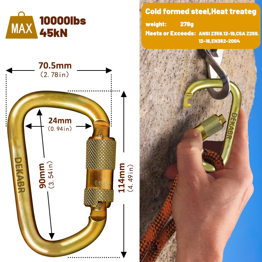 Modified-d Steel Heavy Duty Carabiner 45kn Automatic Twist Lock Carabiner 30kn Outdoor Carabiner Modified-d Steel Heavy Duty Carabiner 45kn Automatic Twist Lock Carabiner 30kn Outdoor Carabiner