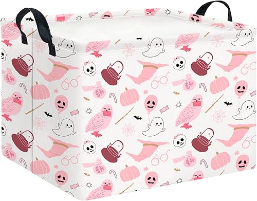 Miniatura 55 de Cesta de almacenamiento rectangular con asas, cesta de almacenamiento plegable, caja de libros, cesta de regalo (calabaza enojada)