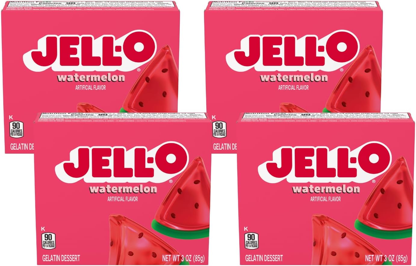 Watermelon Flavor Gelatin Dessert, 3 Ounce Box (4-Pack)