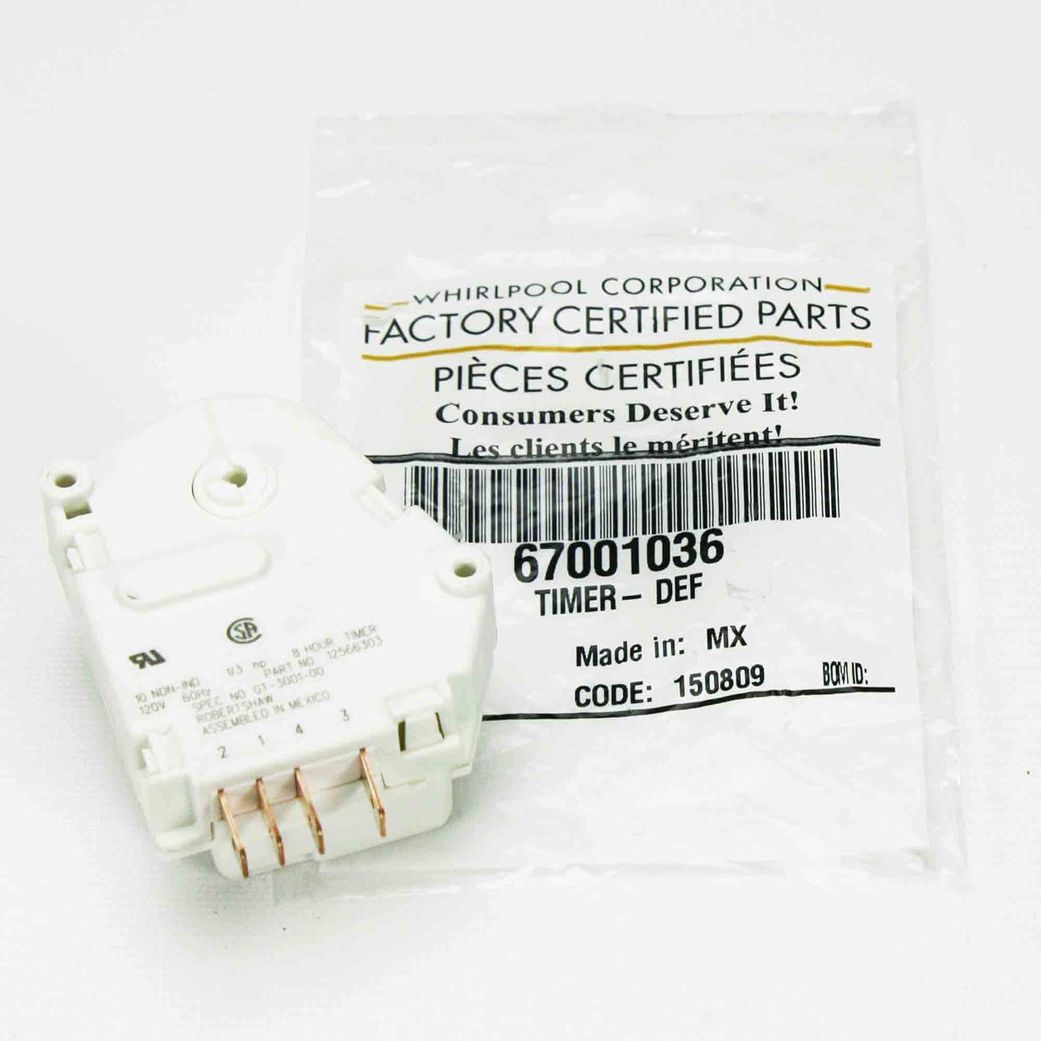 Whirlpool 67001036 Defrost Timer