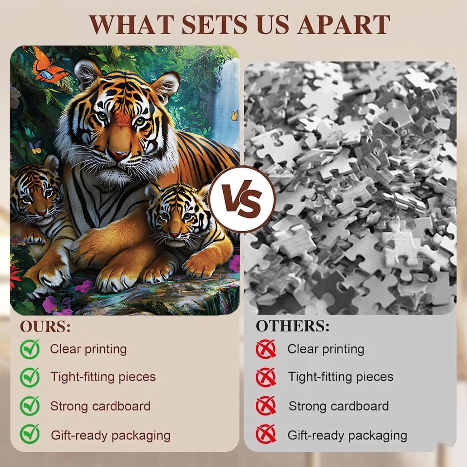tigre fiore Puzzle 5000 Pezzi per Adulti, Puzzle in Legno - Collezione Classica con Poster Incluso - Sfida di Concentrazione e Passatempo Antistress, Gioco Educativo per Famiglia, 156 x 105 cm f0-614