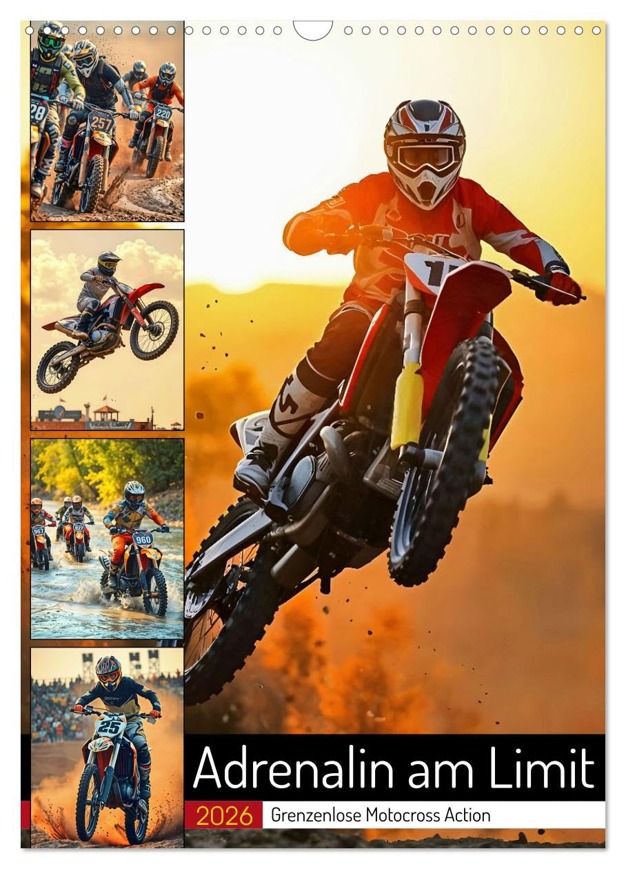 Adrenaline at the limit - unlimited motocross action UK-Version (Wall Calendar 2026 DIN A3 Portrait), CALVENDO 12 Month Wall Calendar — image 1
