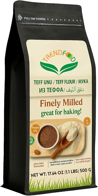 Gluten Free Natural Teff Flour   500 g | High Fiber, Protein Source, Low Glycemic Index | Suitable for Vegan and Paleo Diets