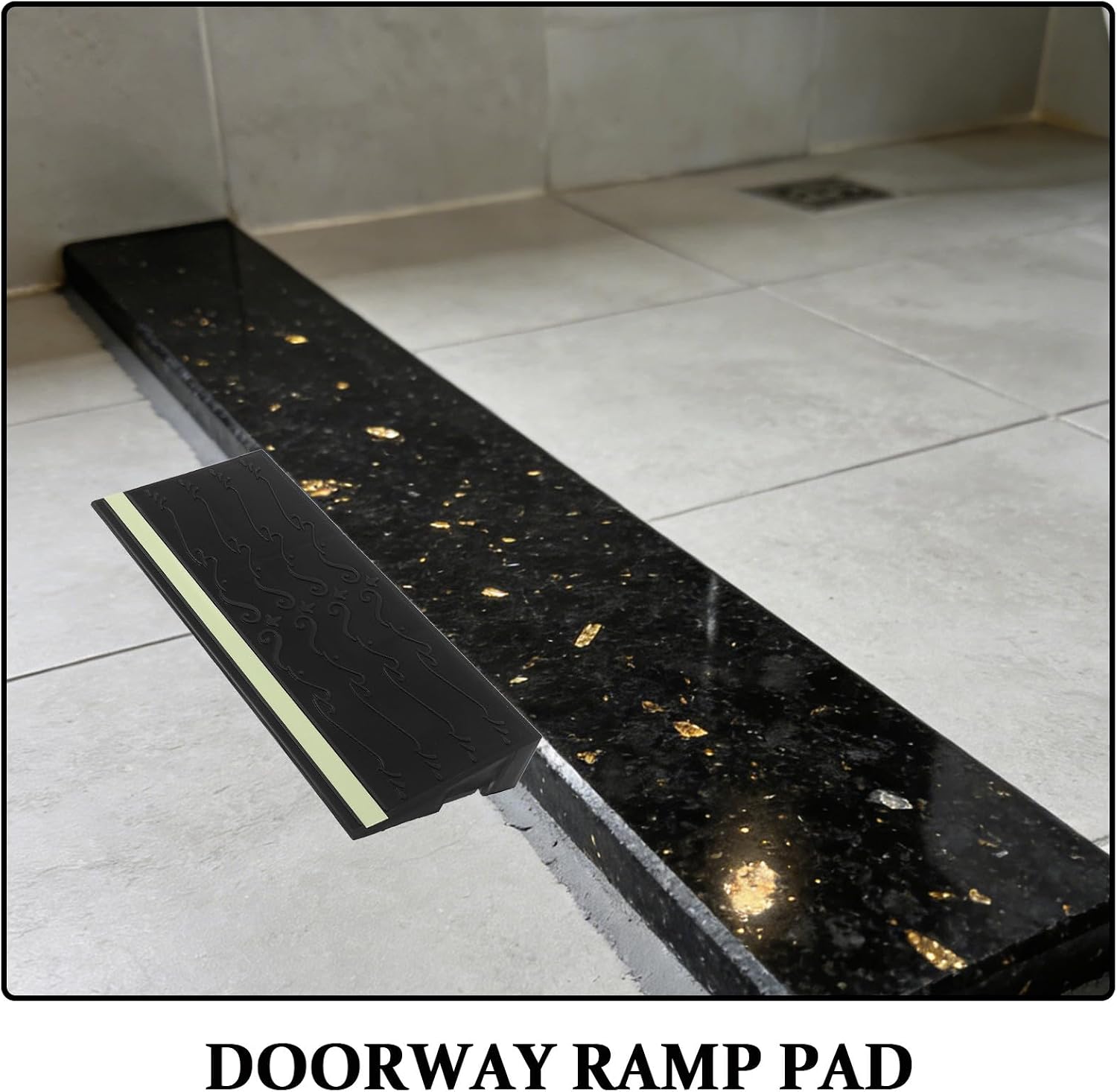 2pcs Door Threshold Ramp, Indoor Hill Climbing Mat with Non-Slip Surface for Robot Vacuum Scooter Wheelchair Accessibility Black 9.84x4.72x1.97in