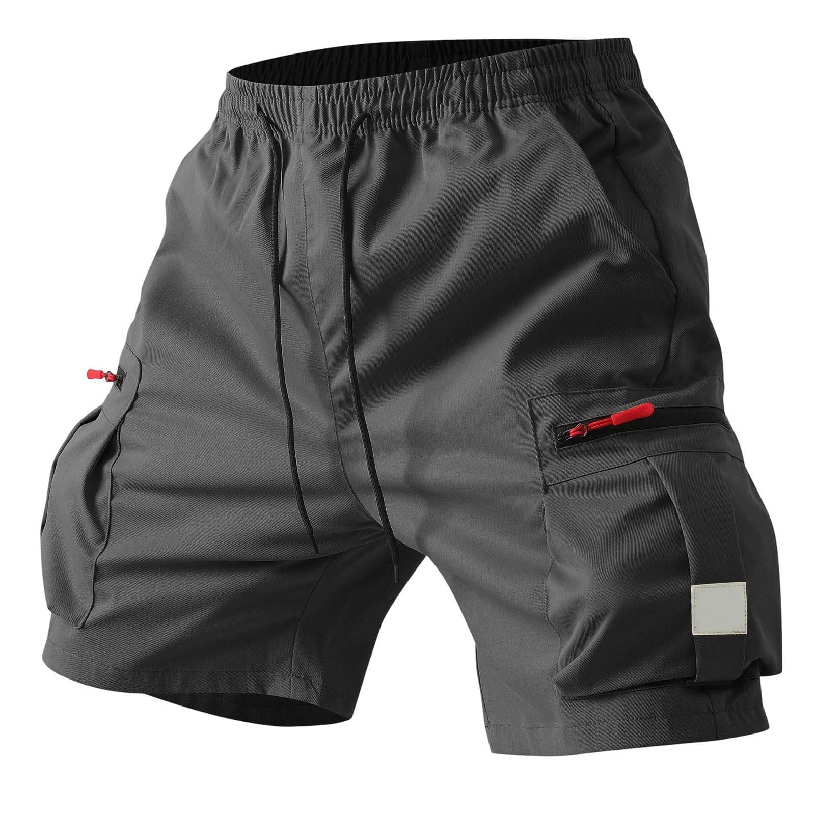 Pantalones Cortos Hombre Cargo Multi Bolsillos Cremallera Verano Playa Senderismo