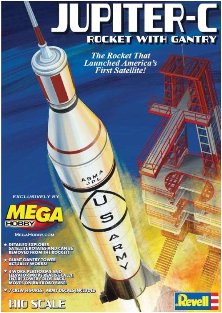 1/110 Scale Jupiter-C Rocket w/Gantry Tower & Crew
