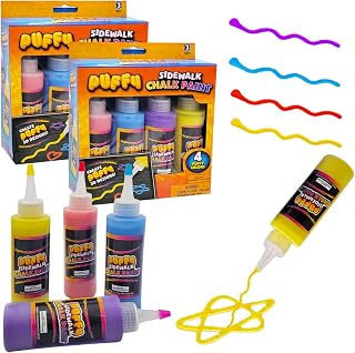 Liquid Sidewalk Chalk Paint 4oz, Puffy Sidewalk Chalk for Kids, Assorted Colored, Perfect For Party Favors (8-Pack)