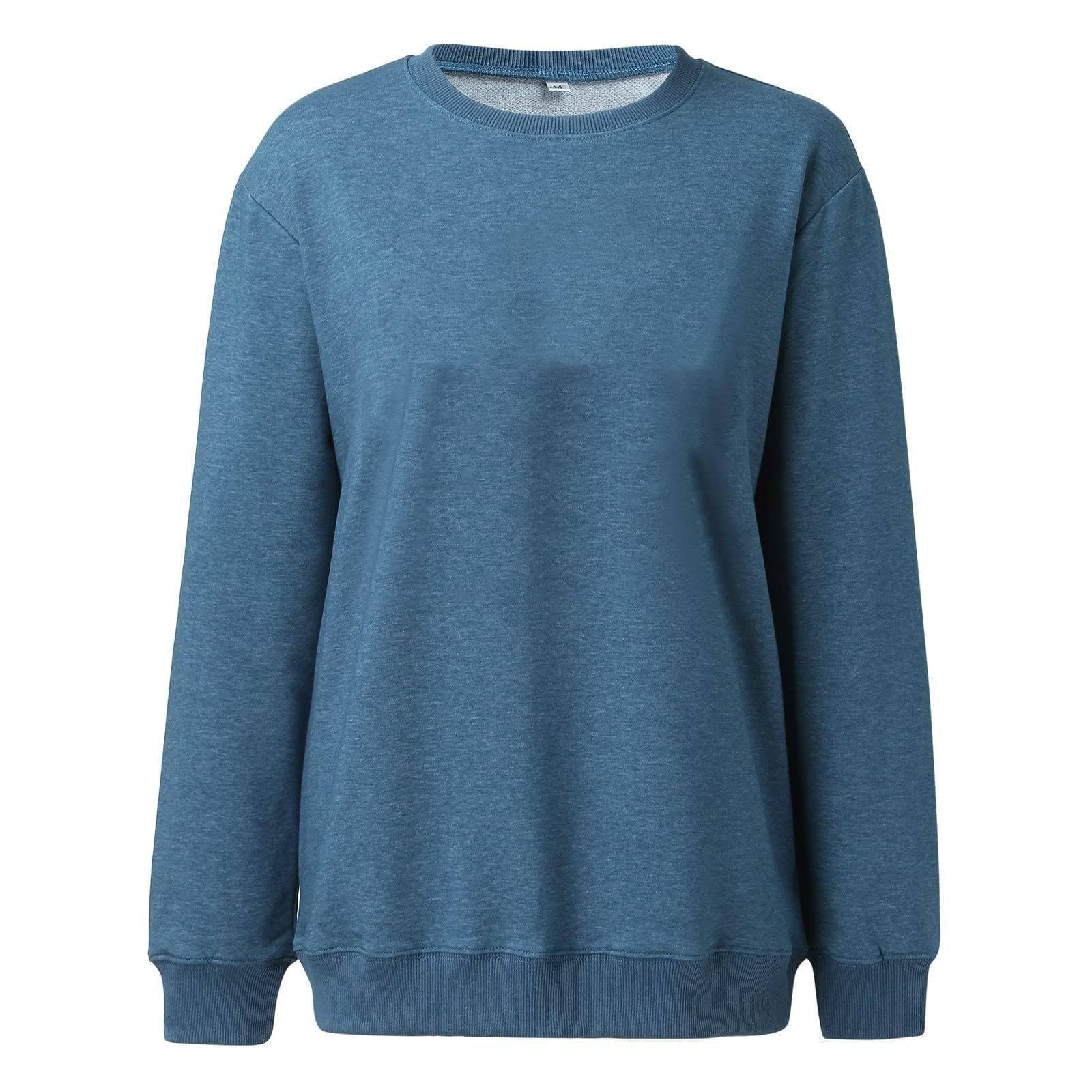 Felpa girocollo leggera da donna, design ampio, in poliestere traspirante, maglione girocollo essenziale per tutti i giorni
