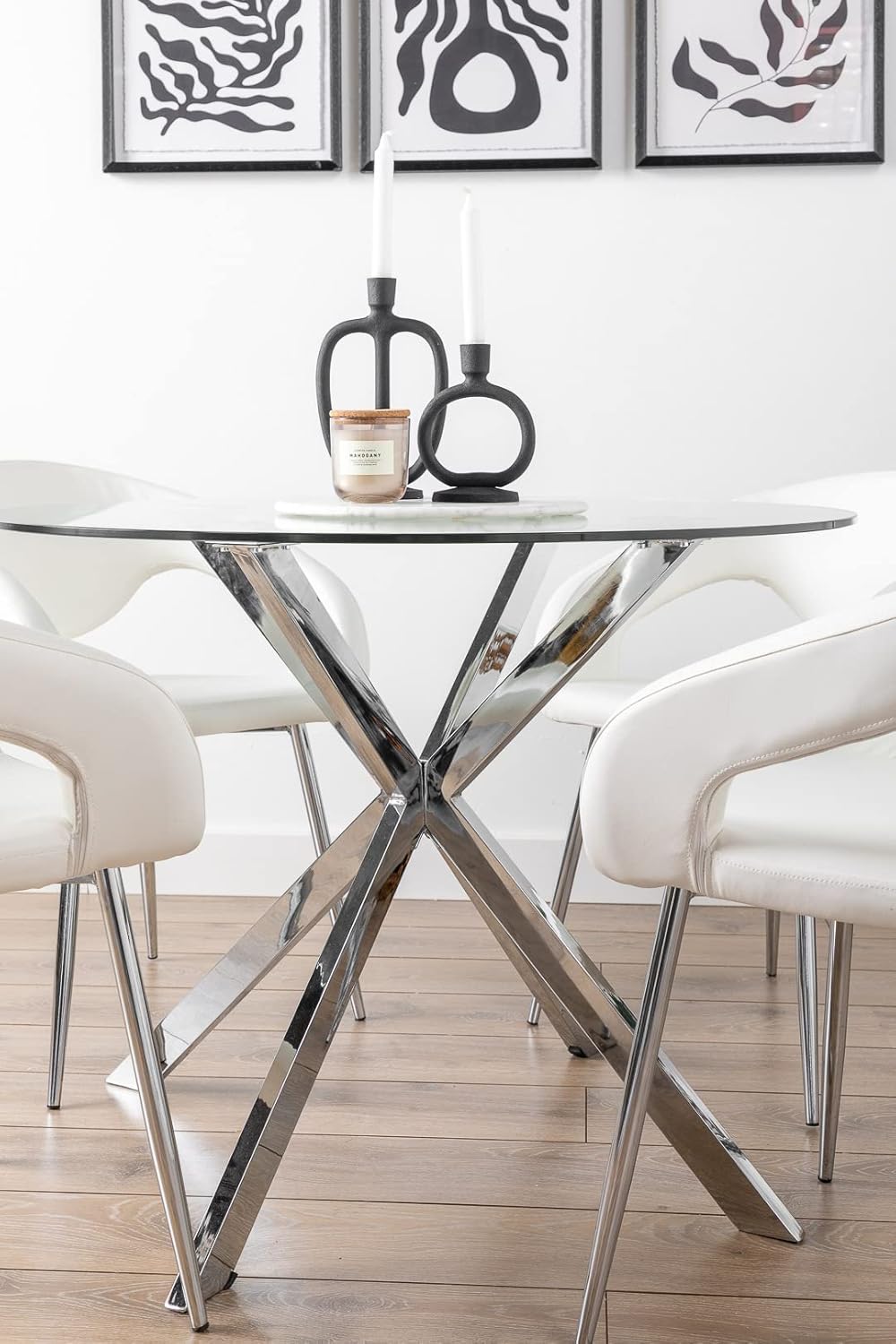 Aykah Dining Table 39'' Featuring Glass Round Kitchen Table for 4