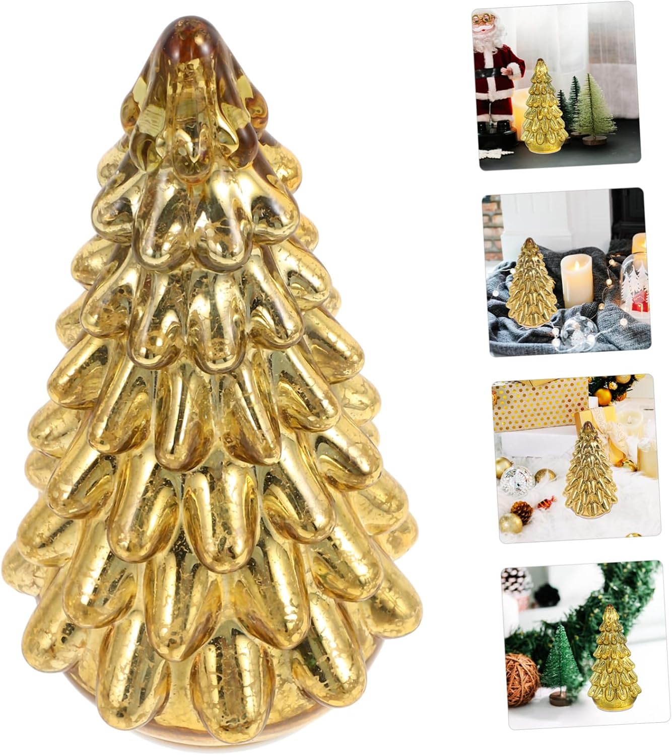 Unomor Glass Christmas Tree Figurine Small Tabletop Holiday Ornament for Festive Decor Holiday Decoration for Artisan Crafted Xmas Tree Decor