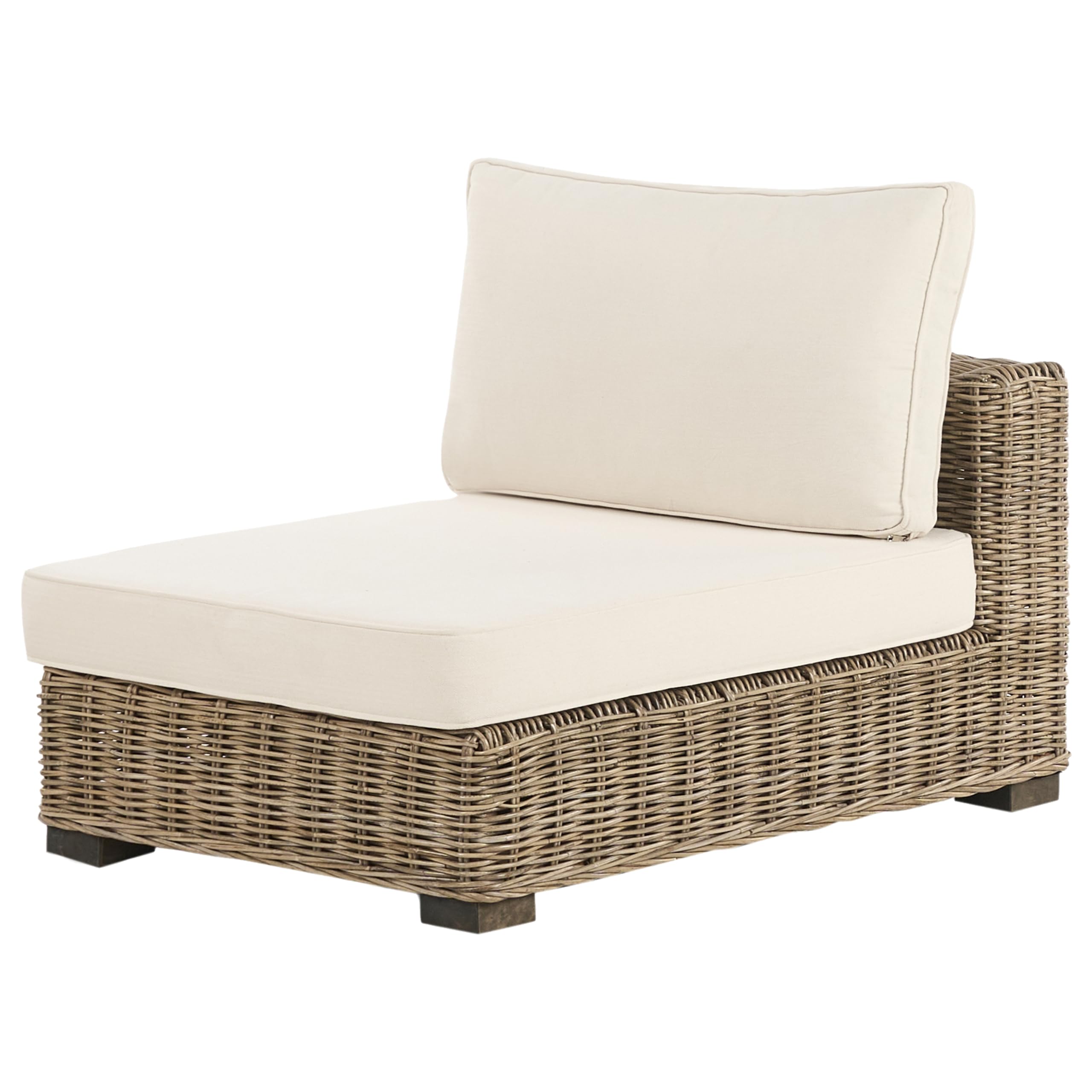 Lounge Set Rattan grau 4 Personen rechtsseitig Auflagen cremeweiß Varallo