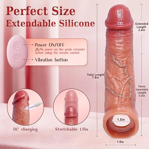 Miniatura 19 de Funda para el pene, juguetes sexuales masculinos realistas, manga gruesa y realista, reutilizable, extensor de pene de silicona, potenciador de Brown